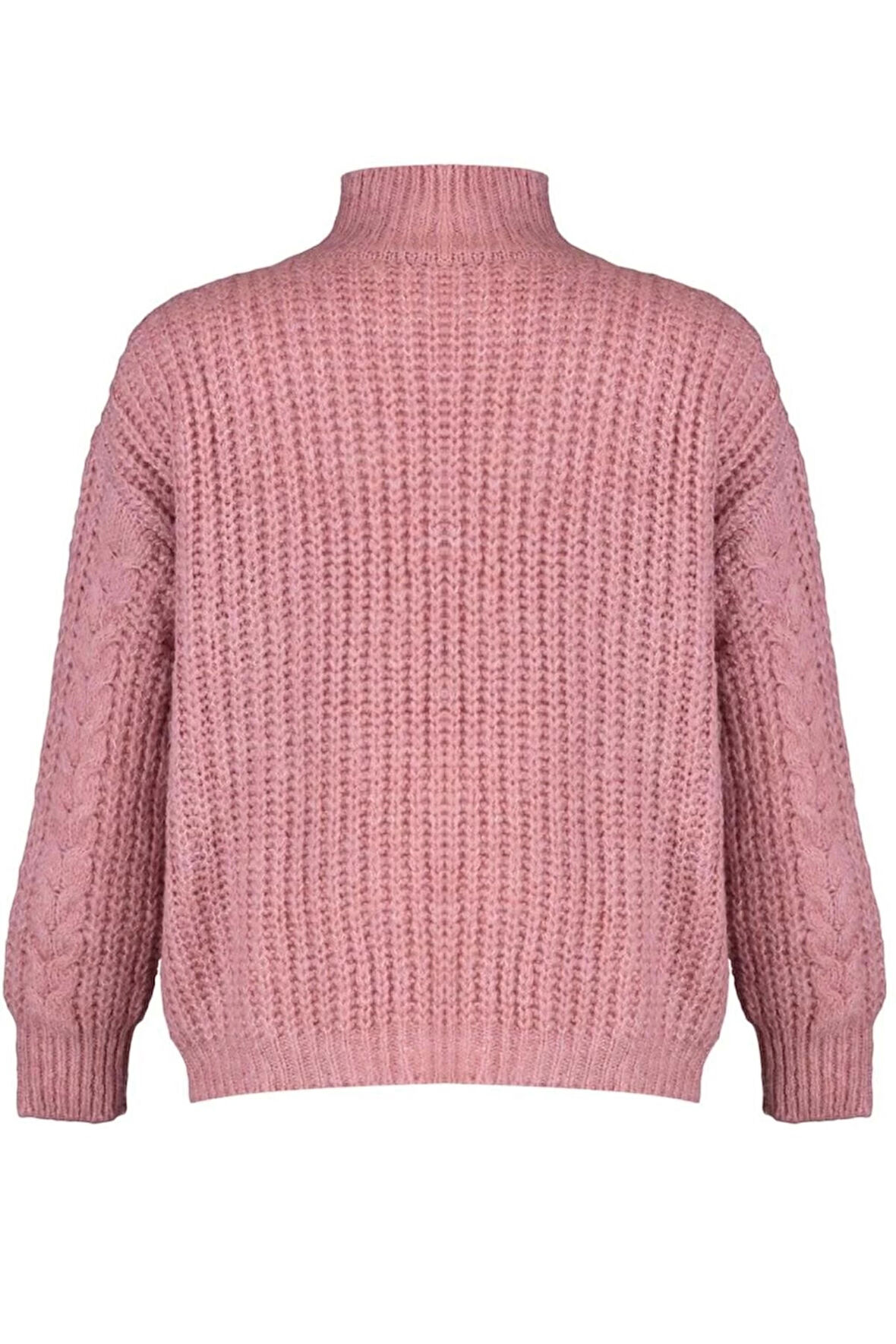 Kadın Moda Şık Regular Dik Yaka Uzun Kol Dokulu Yumuşak Dokulu Geniş Kalıp Triko Kazak