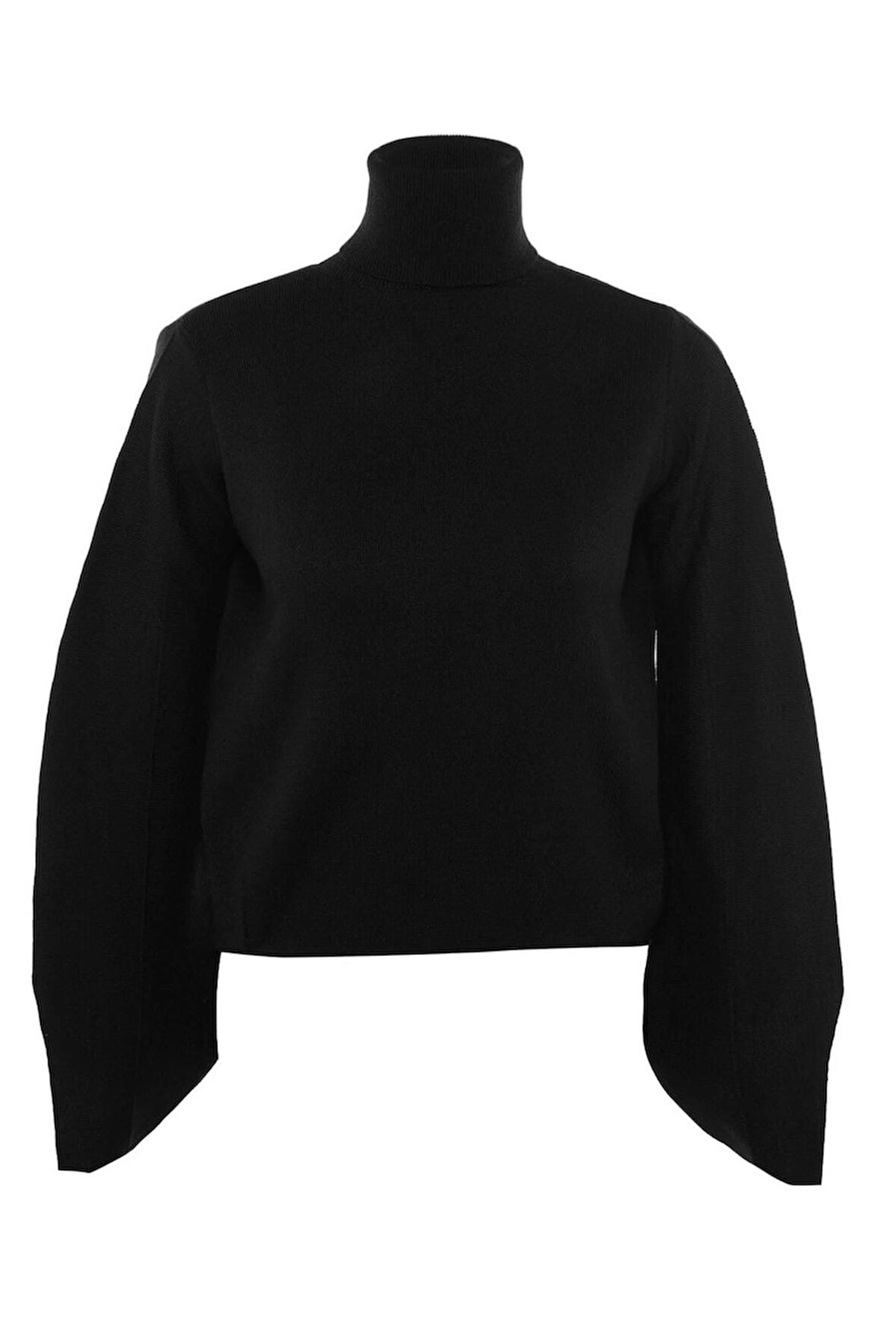 Kadın Moda Şık Regular Balıkçı Yaka Uzun Kol Düz Basic Balıkçı Yaka Triko Kazak