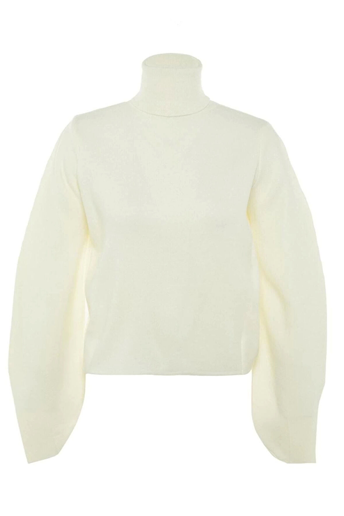 Kadın Moda Şık Regular Balıkçı Yaka Uzun Kol Düz Basic Balıkçı Yaka Triko Kazak