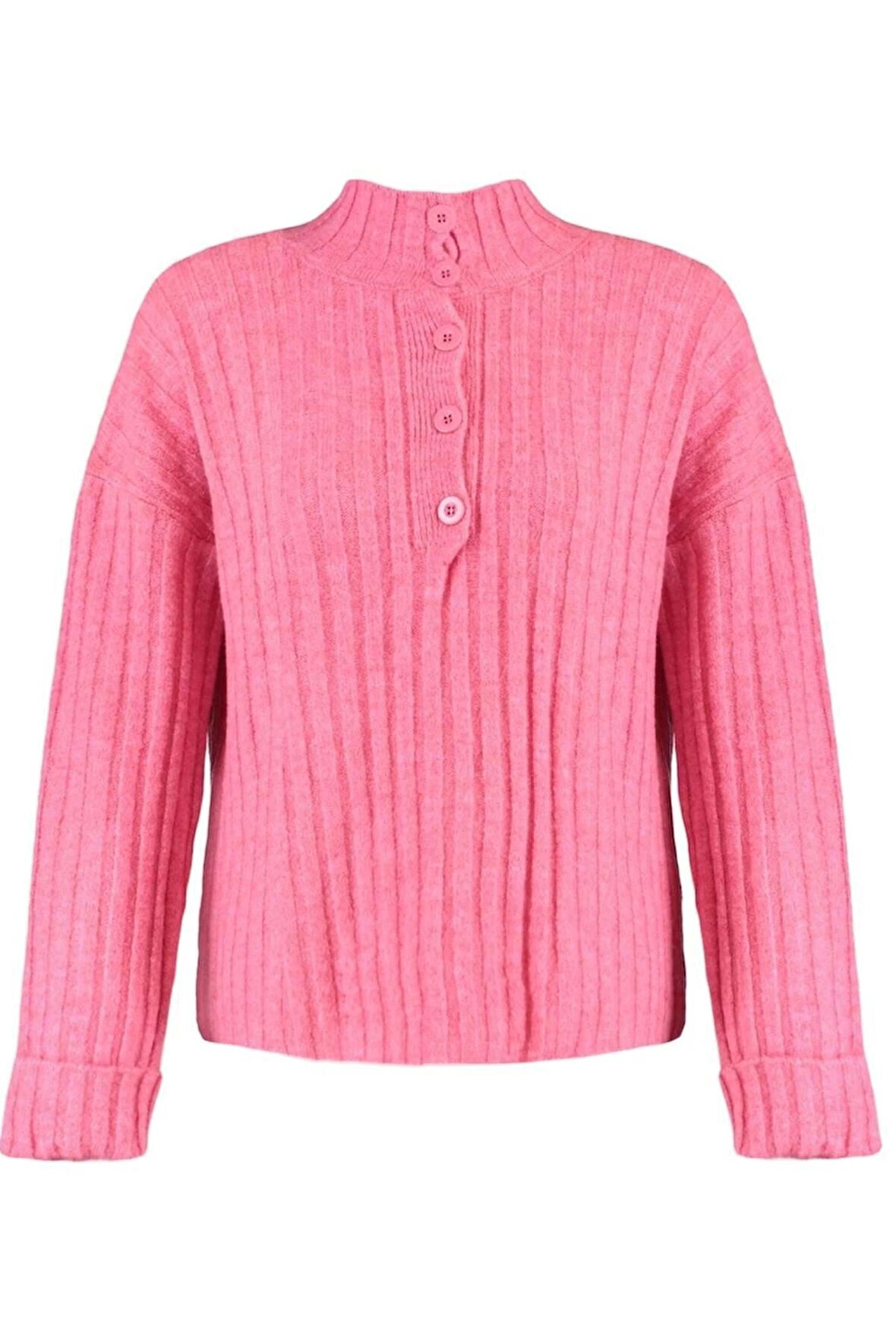 Kadın Moda Şık Crop Dik Yaka Regular Crop Yumuşak Dokulu Dik Yaka Triko Hırka