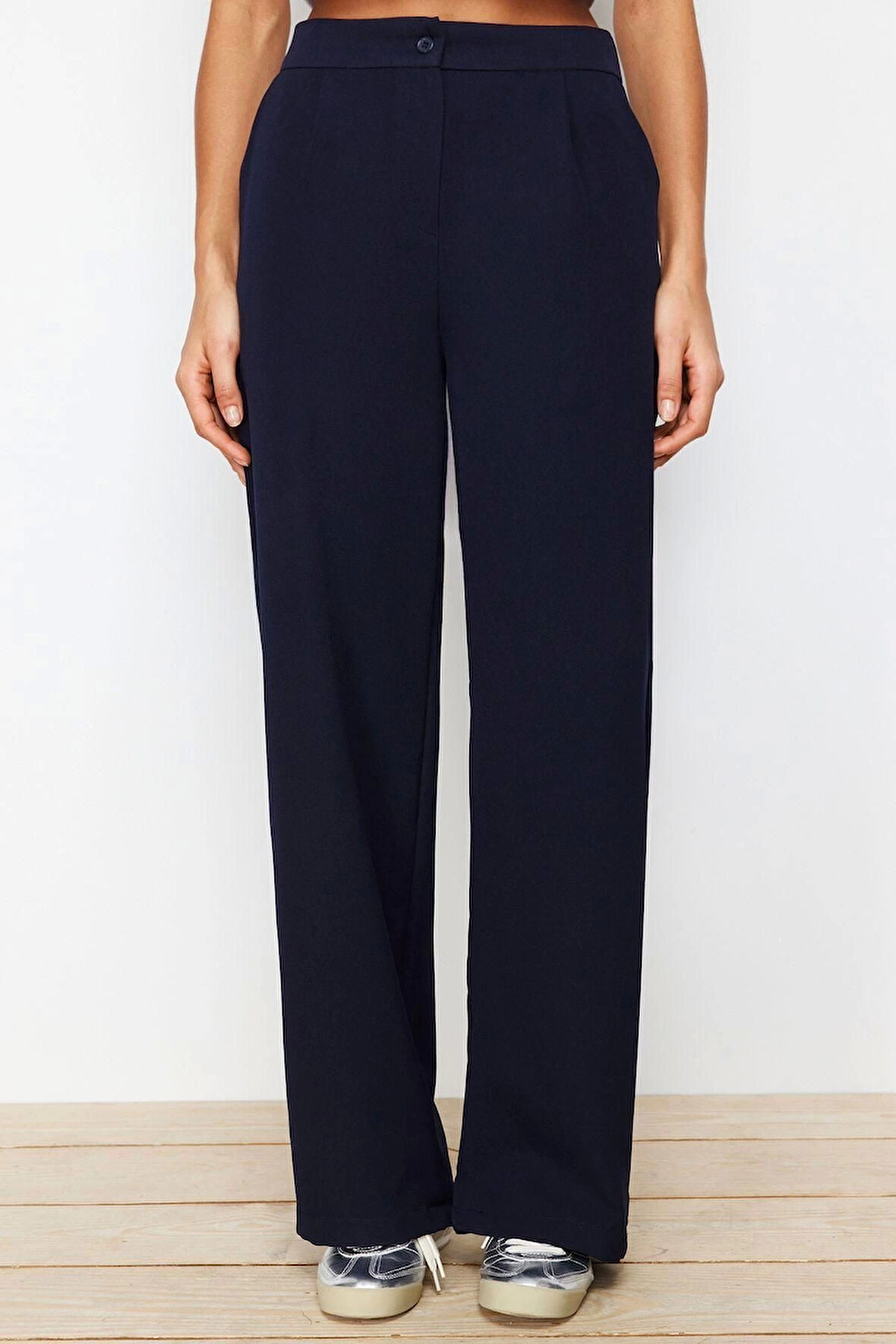 Kadın Yeni Moda Geniş Paça Regular Boy Dokuma Wide Leg Geniş Paça Pantolon