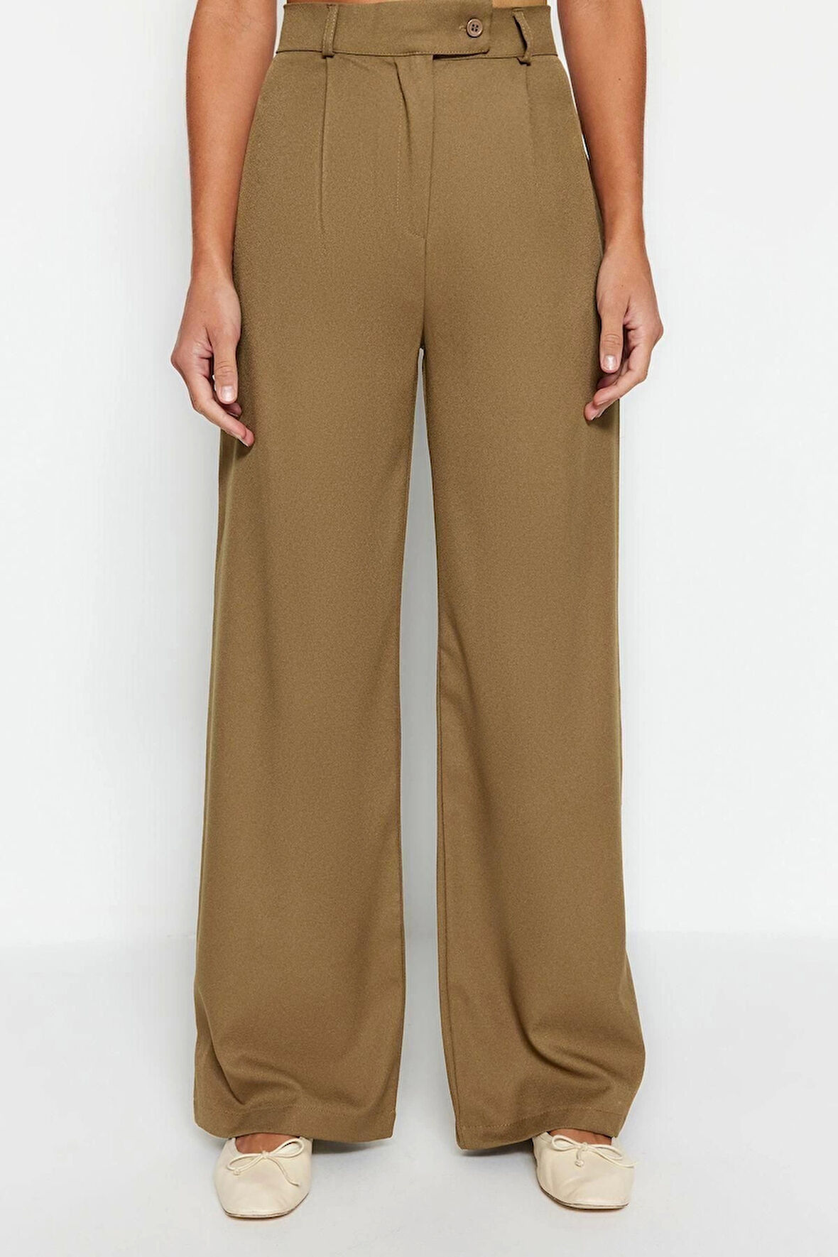 Kadın Yeni Moda Geniş Paça Uzun Boy Dokuma Düz Kesim Pantolon