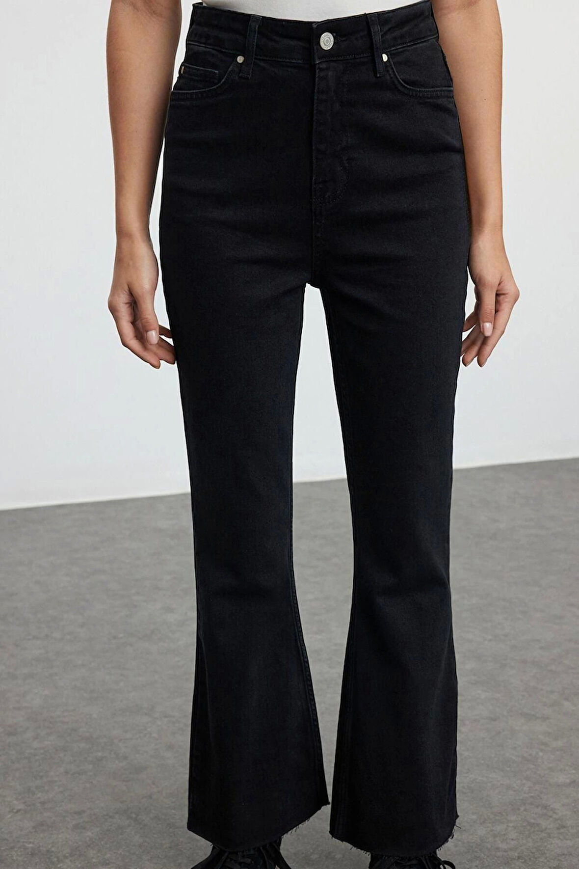 Kadın Moda Şık Kot Pantolon Geniş Paça Regular Boy Denim Yüksek Bel Crop Jeans