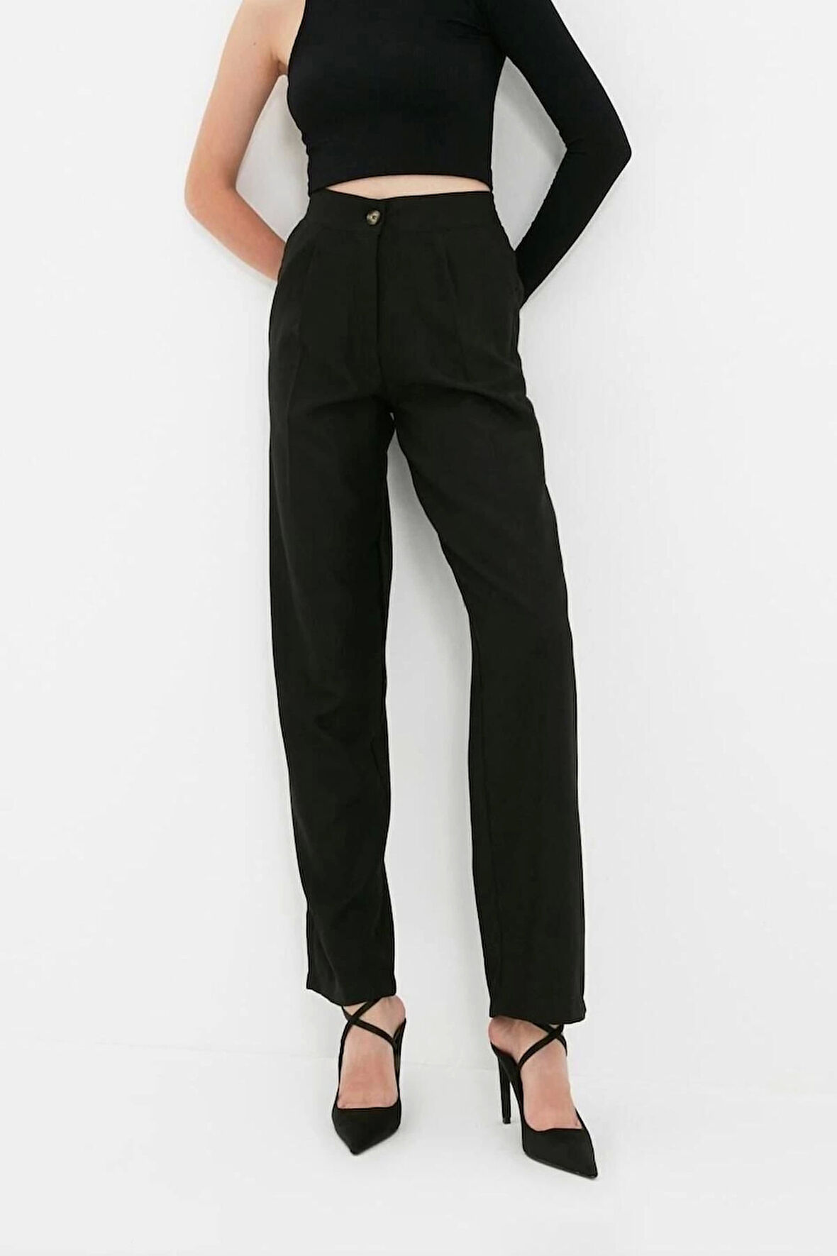 Kadın Yeni Moda Geniş Paça Uzun Boy Dokuma Düz Kesim Pantolon