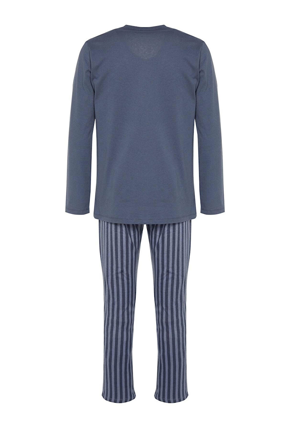 Erkek %100 Pamuk V Yaka Uzun Kol Baskılı Örme Pijama Takımı