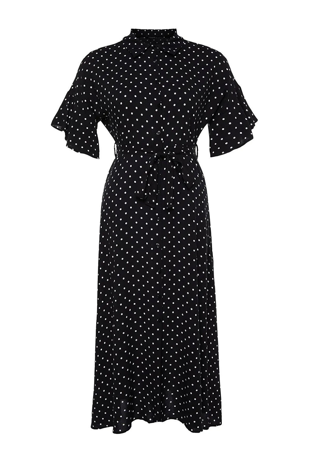 Yeni Rahat Casual Günlük Shally Dokuma Gömlek Yaka Kısa Kol A-Line Maxi Boy Büyük Beden Elbise