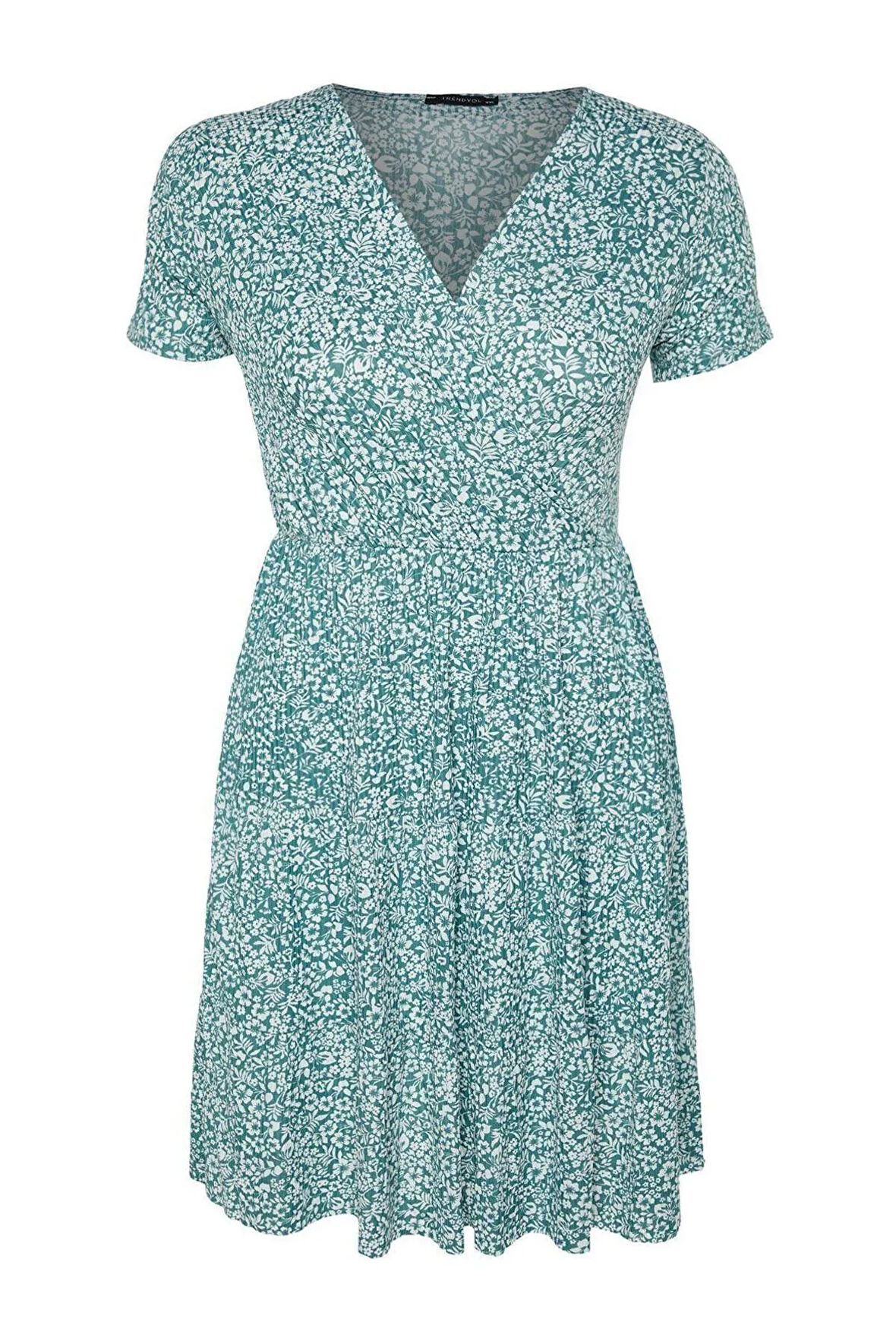 Yeni Slim Casual Günlük Bürümcük Örme Kruvaze Kısa Kol Skater Mini Boy Büyük Beden Elbise