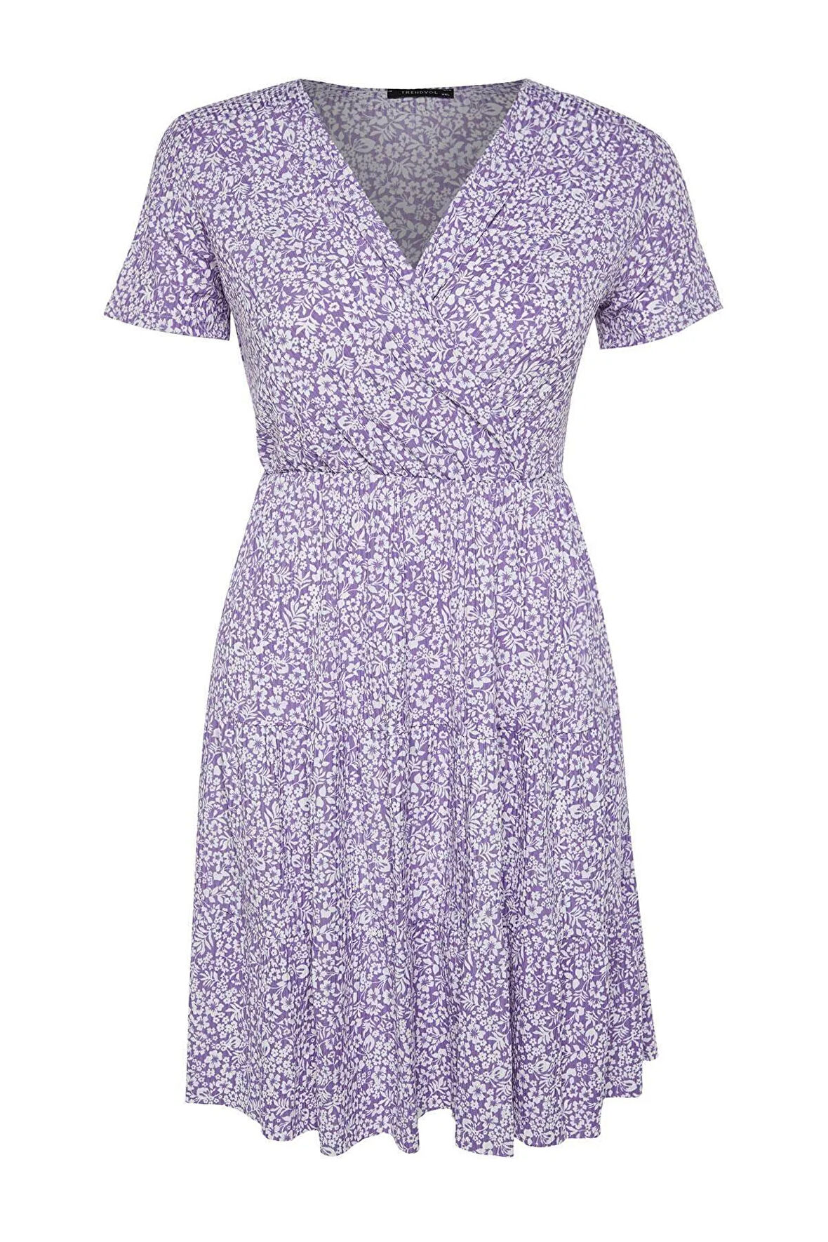 Yeni Slim Casual Günlük Bürümcük Örme Kruvaze Kısa Kol Skater Mini Boy Büyük Beden Elbise