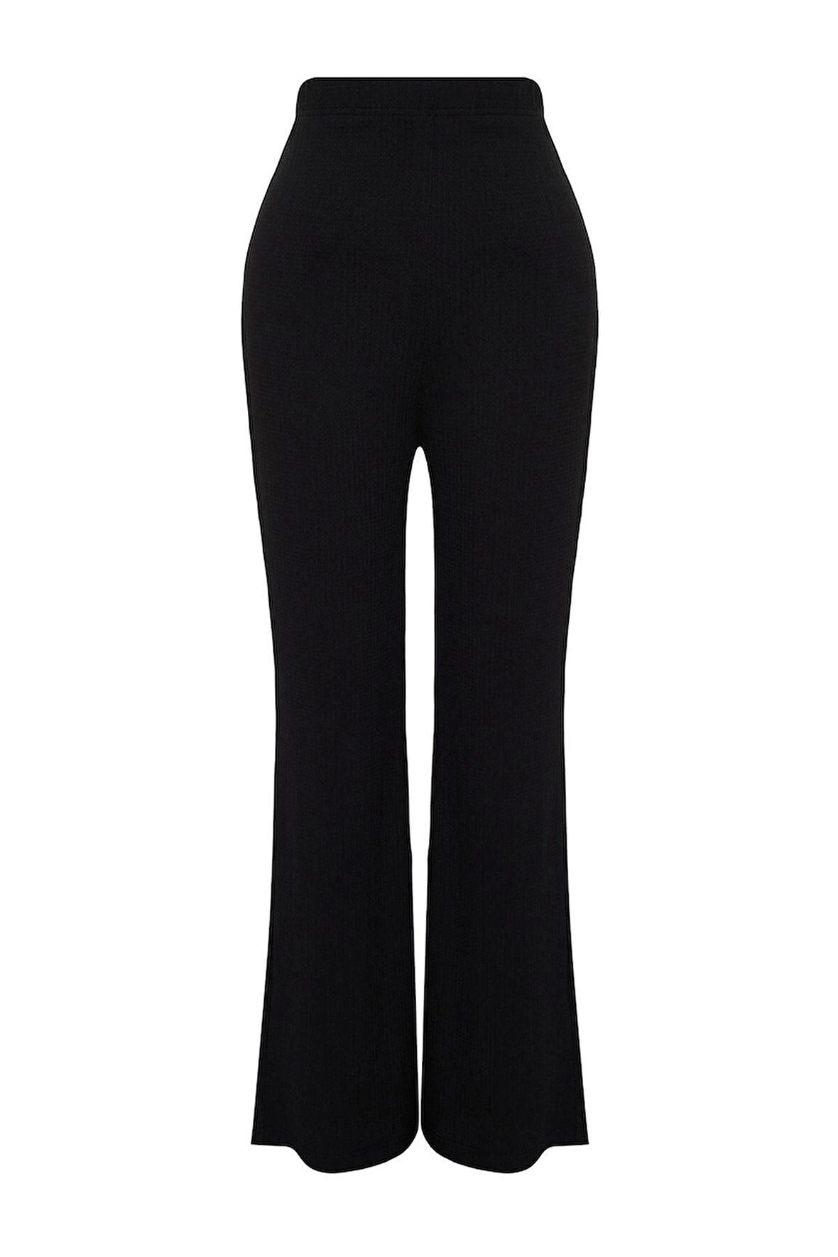 Kadın Yeni Moda Büyük Beden İspanyol Paça Regular Boy Örme Yüksek Bel İspanyol Paça Örme Pantolon