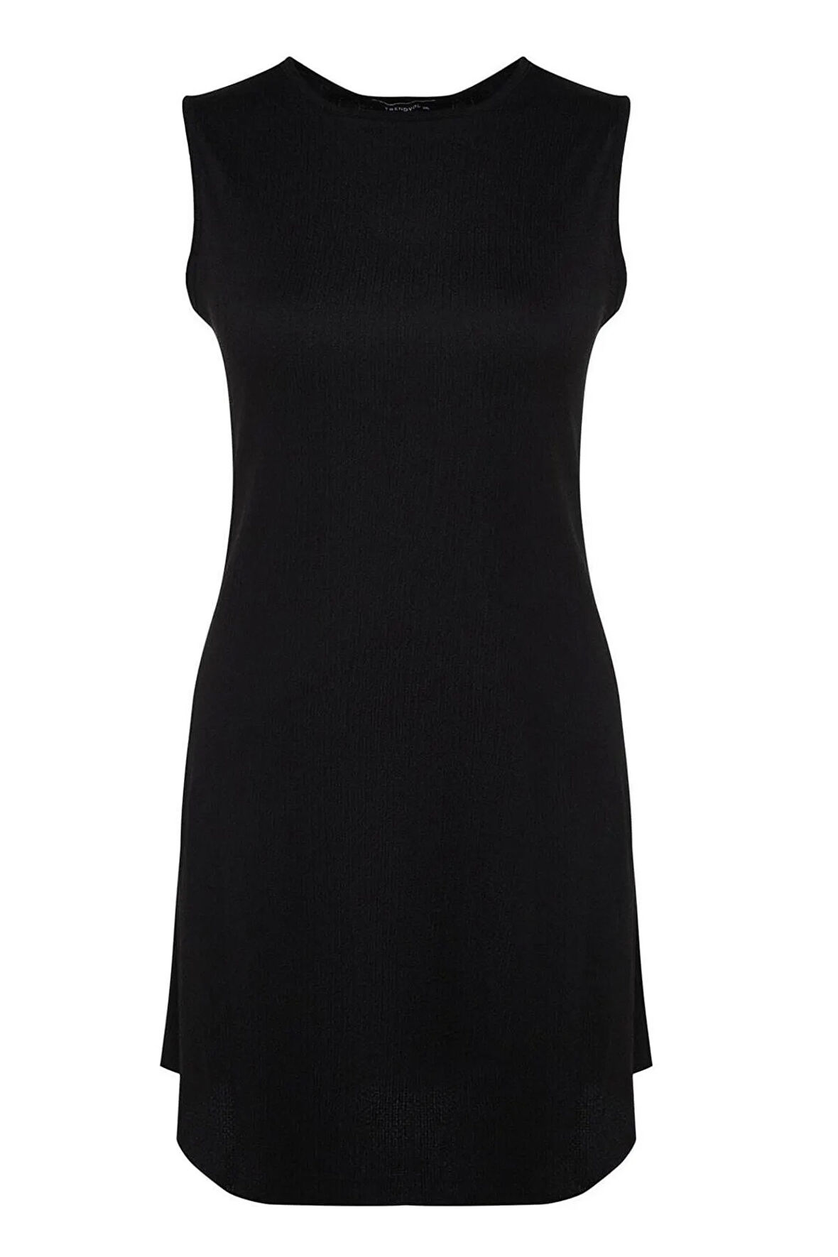 Yeni Slim Casual Günlük Bürümcük Örme Bisiklet Yaka Kolsuz Kol A-Line Mini Boy Büyük Beden Elbise