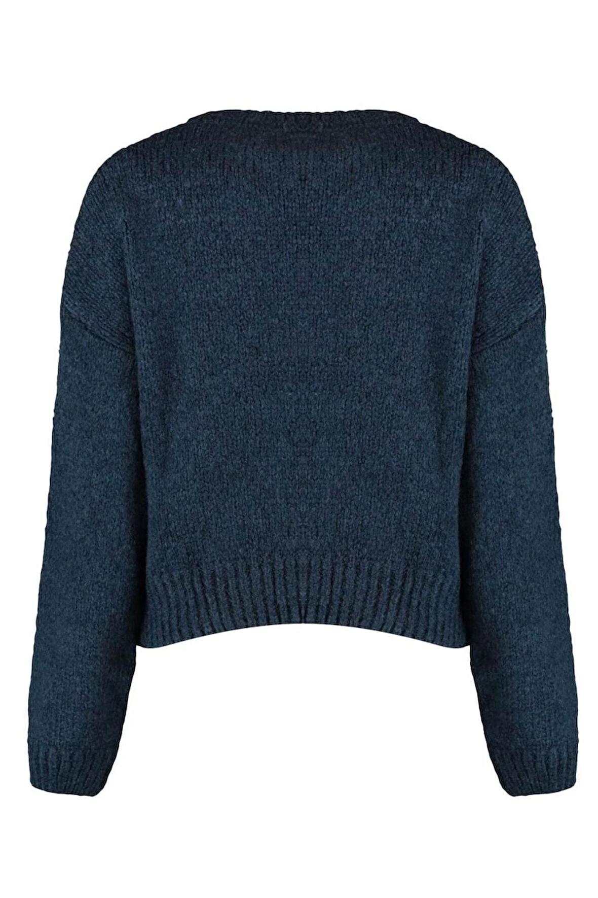 Kadın Moda Şık Regular Bisiklet Yaka Uzun Kol Düz Geniş Kalıp Yumuşak Dokulu Basic Triko Kazak