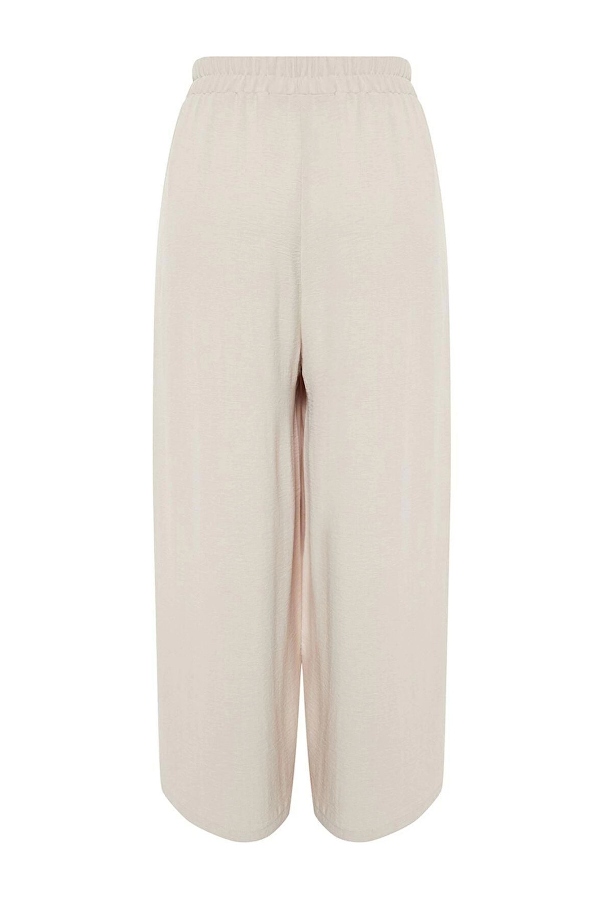 Kadın Yeni Moda Büyük Beden Geniş Paça Regular Boy Dokuma Bol Paça Pantolon