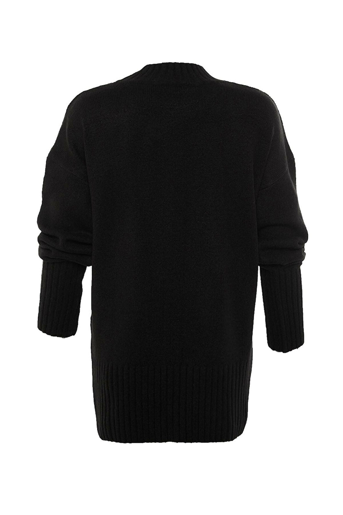 Kadın Moda Şık Dik Yaka Reglan Kol Regular Geniş Kalıp Yumuşak Dokulu Basic Triko Kazak