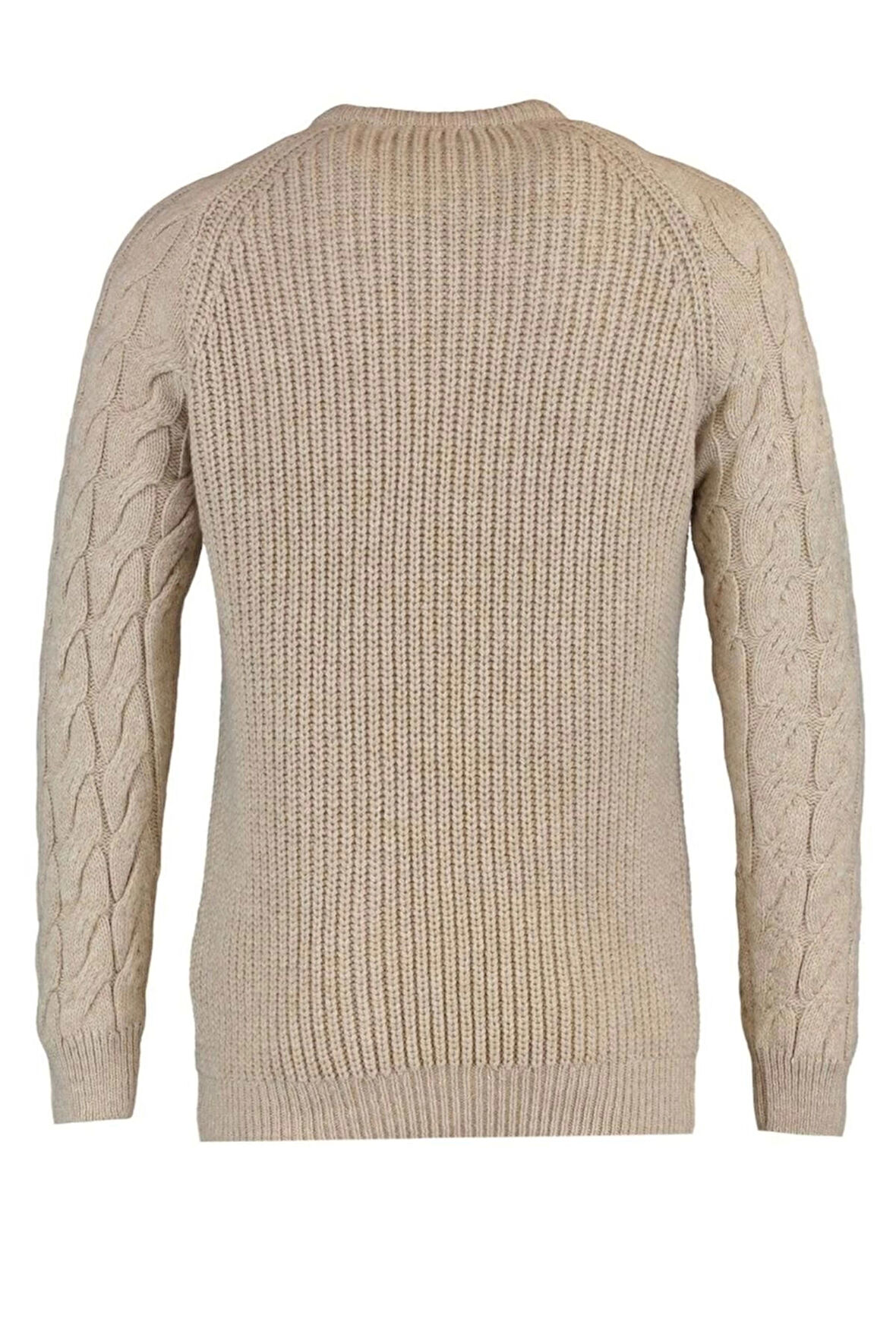 Erkek Moda Şık Regular Bisiklet Yaka Uzun Kol Saç Örgü Unisex Triko Kazak