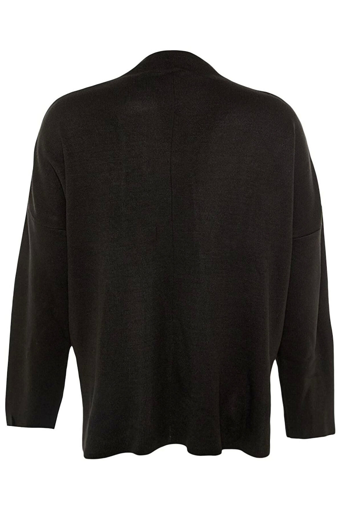 Kadın Büyük Beden Moda Şık Uzun Yarım Balıkçı Yaka Uzun Kol Düz Yanları Yırtmaçlı Triko Kazak