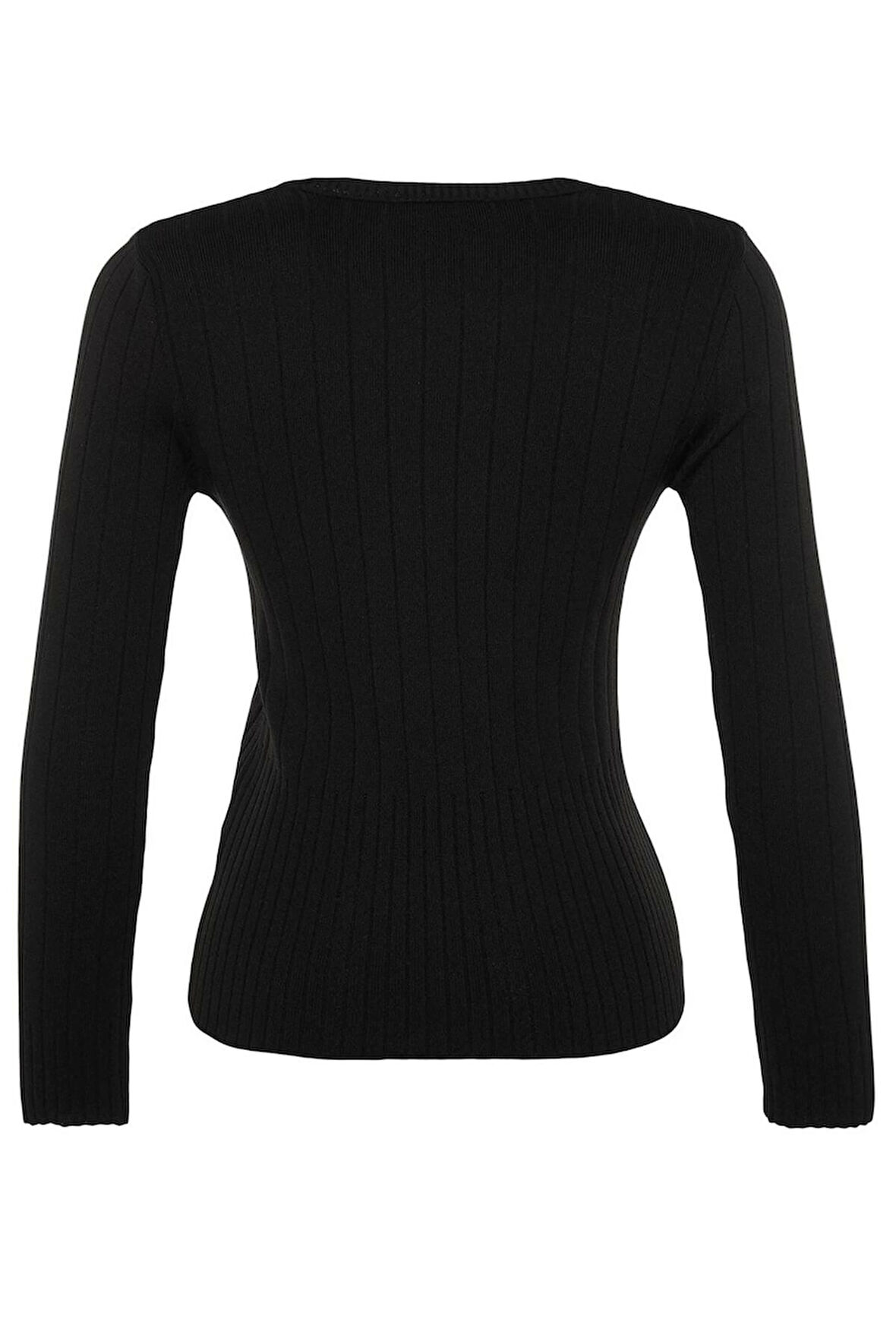 Kadın Moda Şık Regular Bisiklet Yaka Uzun Kol Düz Basic Triko Kazak