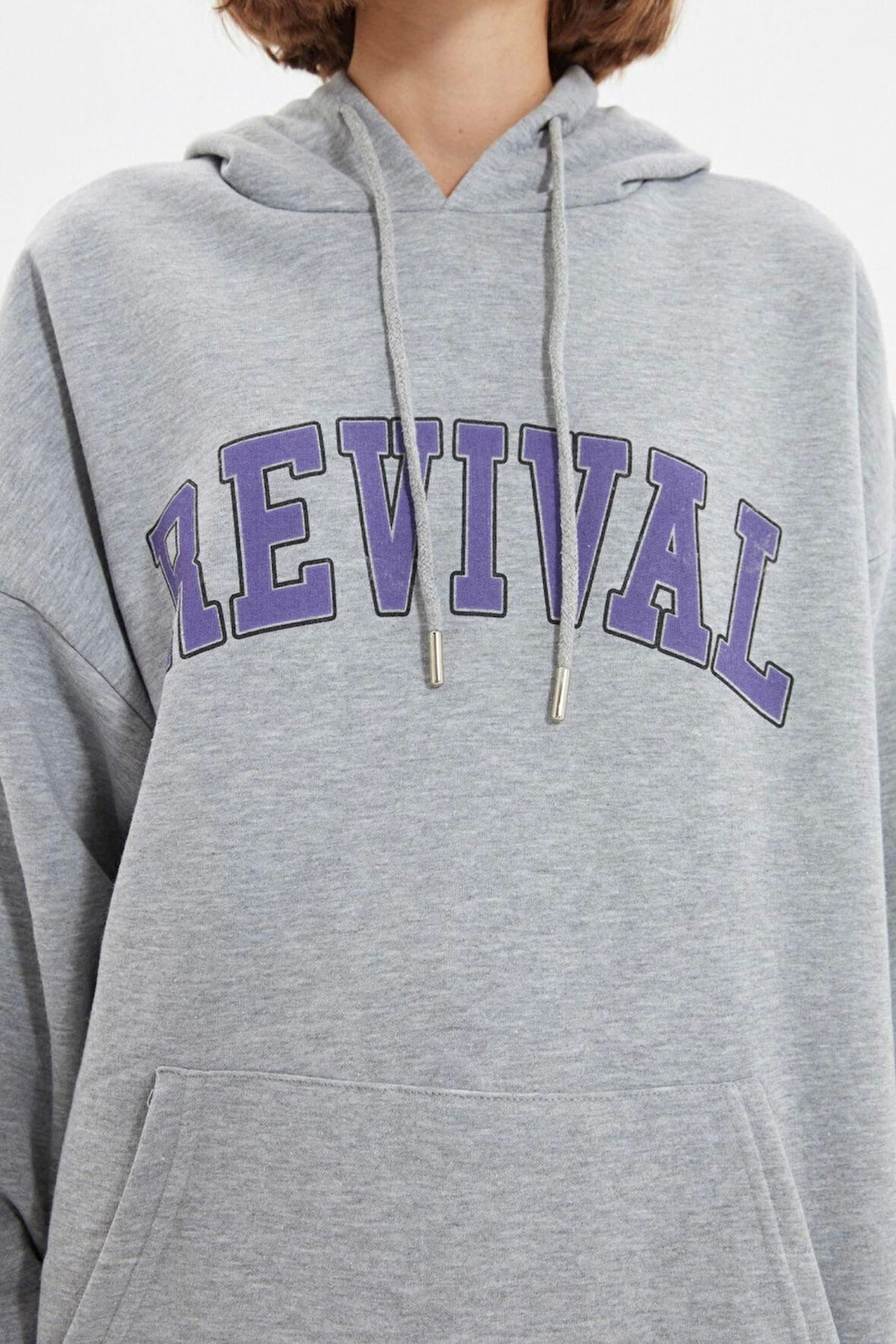 Unisex Moda Şık Oversize Kapüşonlu Standart Kol Regular Geniş Kesim İçi Polar Sıcak Tutan Sweatshirt