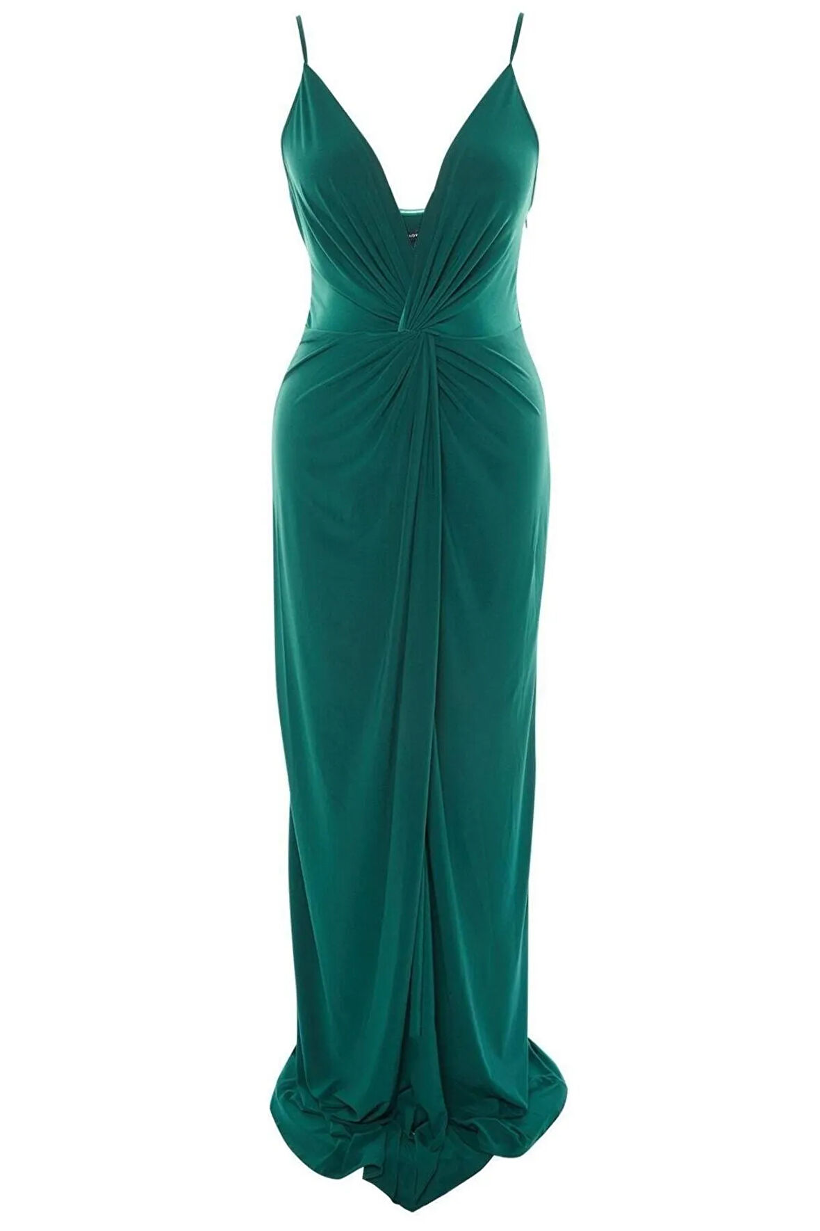 Yeni Slim Şık Abiye Gece Sandy Örme V Yaka Askılı Kol Shift Maxi Boy Büyük Beden Elbise