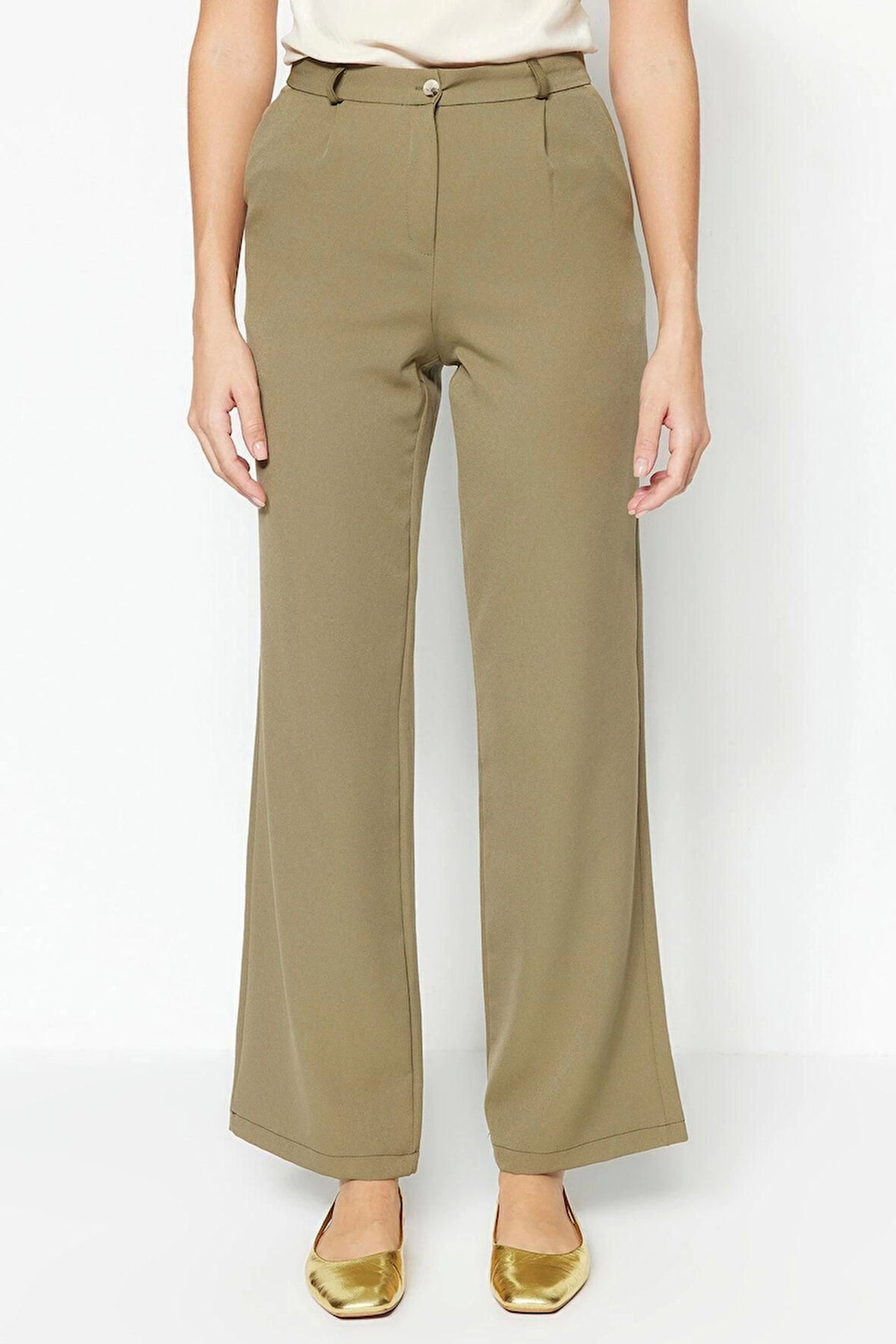 Kadın Yeni Moda Geniş Paça Uzun Boy Dokuma Yüksek Bel Wide Leg Geniş Paça Pilili Pantolon