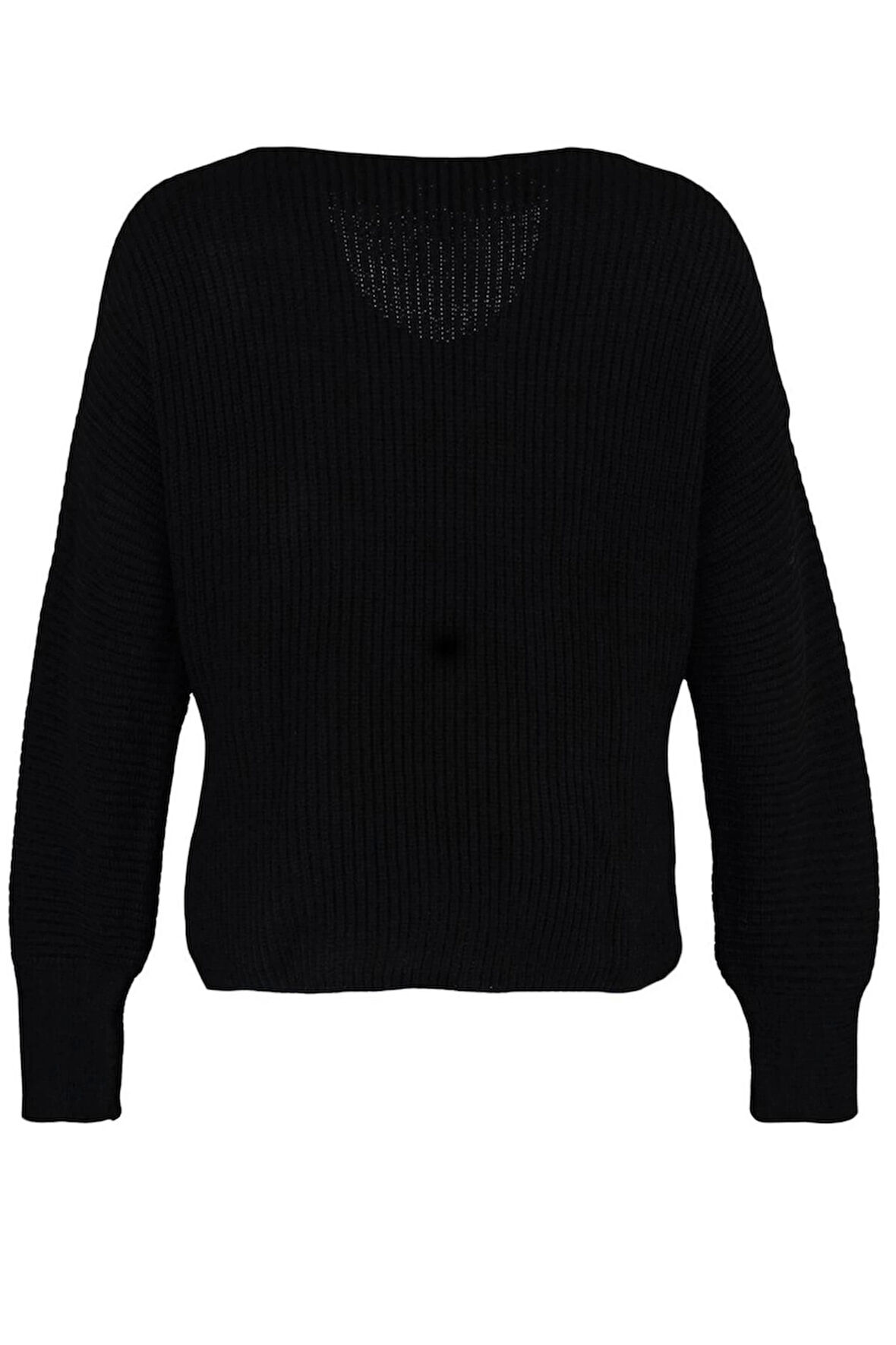 Kadın Büyük Beden Moda Şık Regular V Yaka Uzun Kol Düz Düşük Omuz Triko Kazak