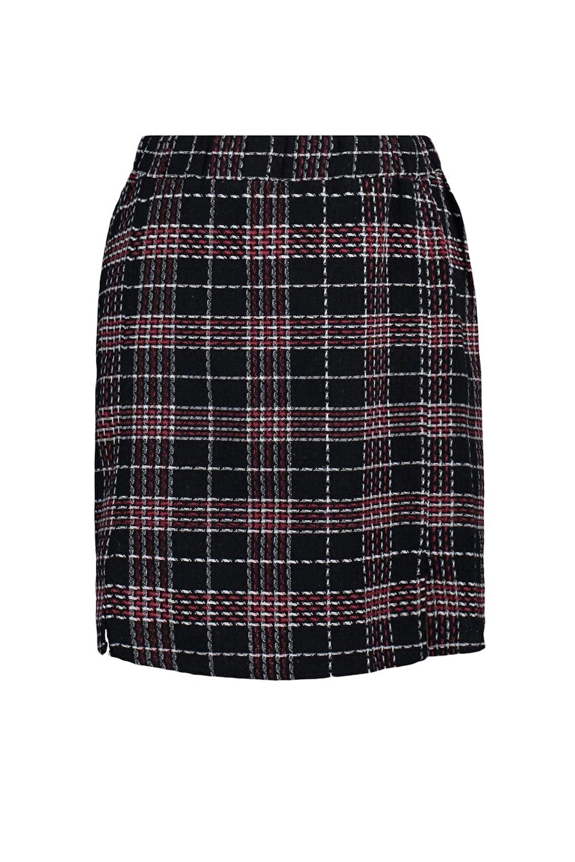 Kadın Moda Stil Mini Astarsız Dokuma Büyük Beden Ekose Desenli Tüvit Etek