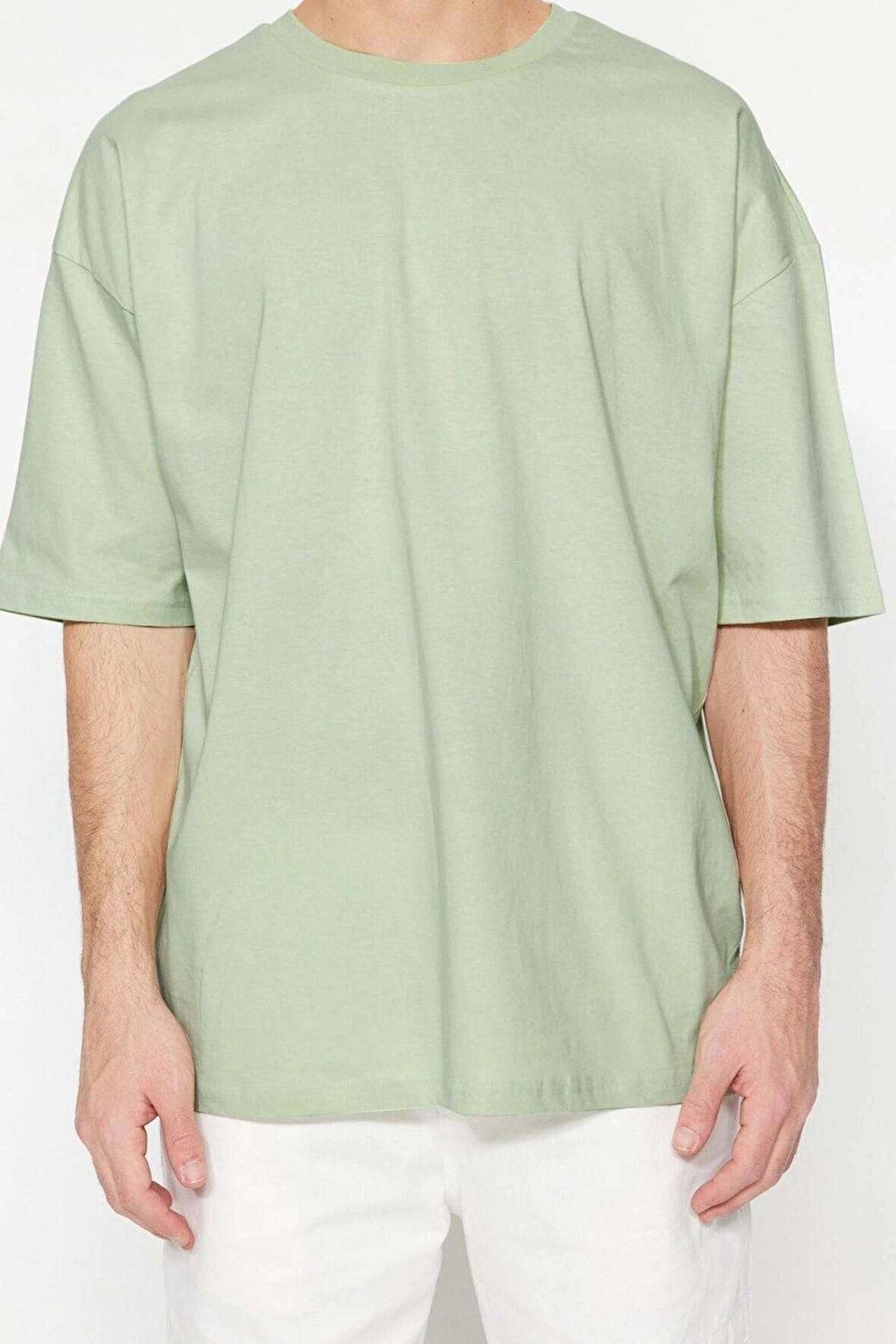 Yeni Sezon Oversize %100 Pamuk Bisiklet Yaka Kısa Kol Düz Desenli Günlük T-Shirt