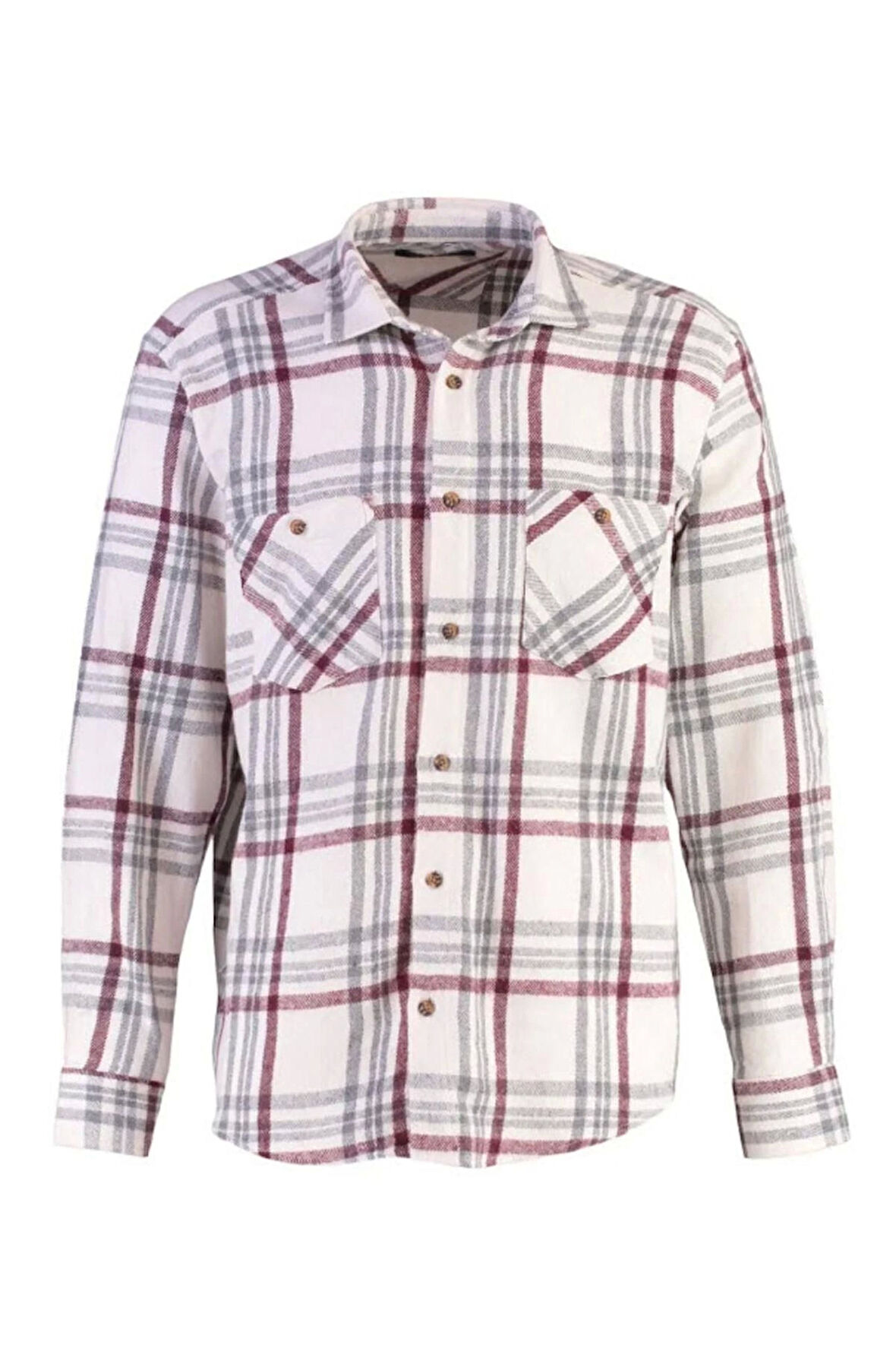 Moda Gömlek Yaka Ekose Uzun Kol Regular Fit Çift Cepli Kışlık Oduncu Kareli Gömlek