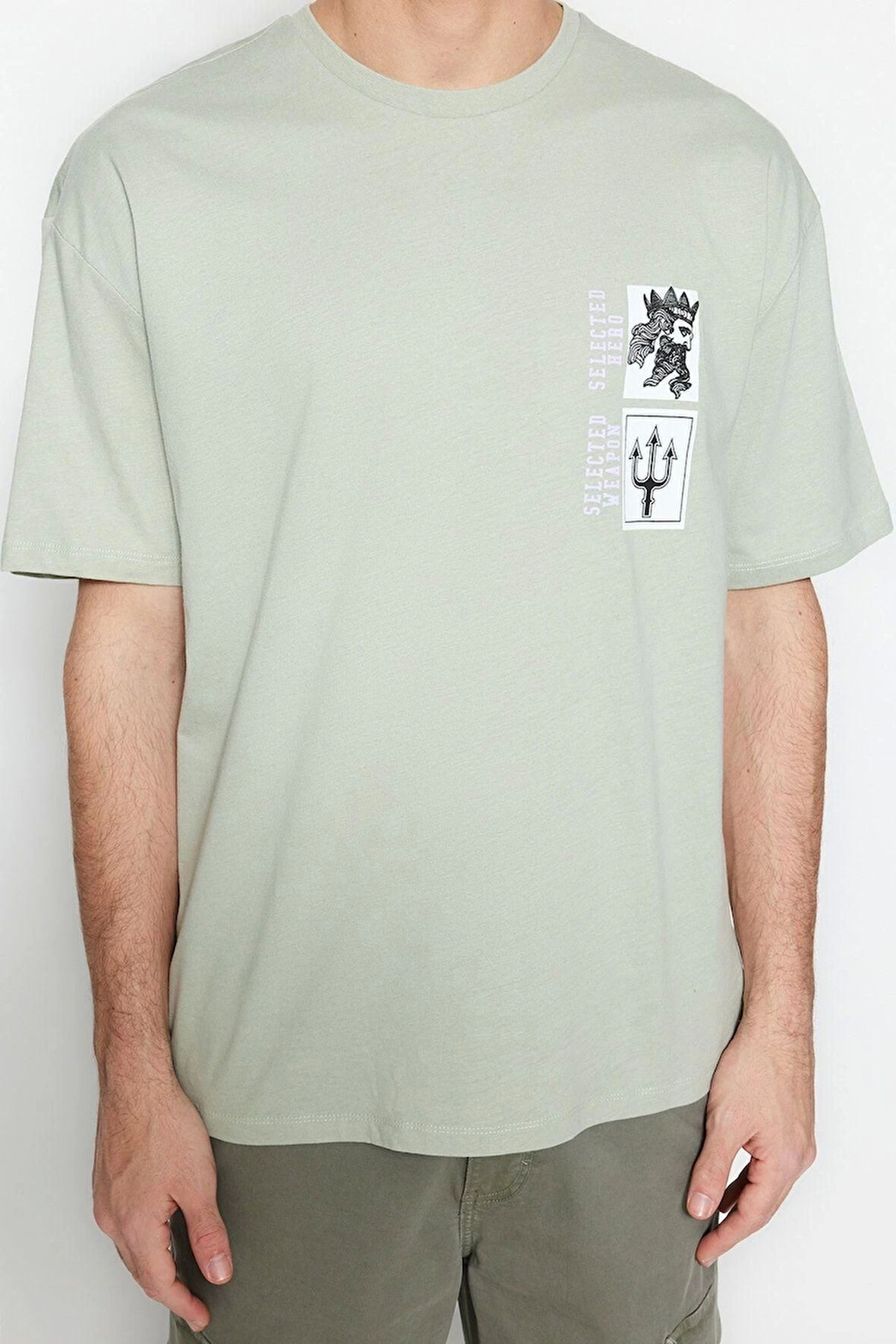 Yeni Sezon Rahat %100 Pamuk Bisiklet Yaka Kısa Kol Sanatsal Desenli Günlük T-Shirt