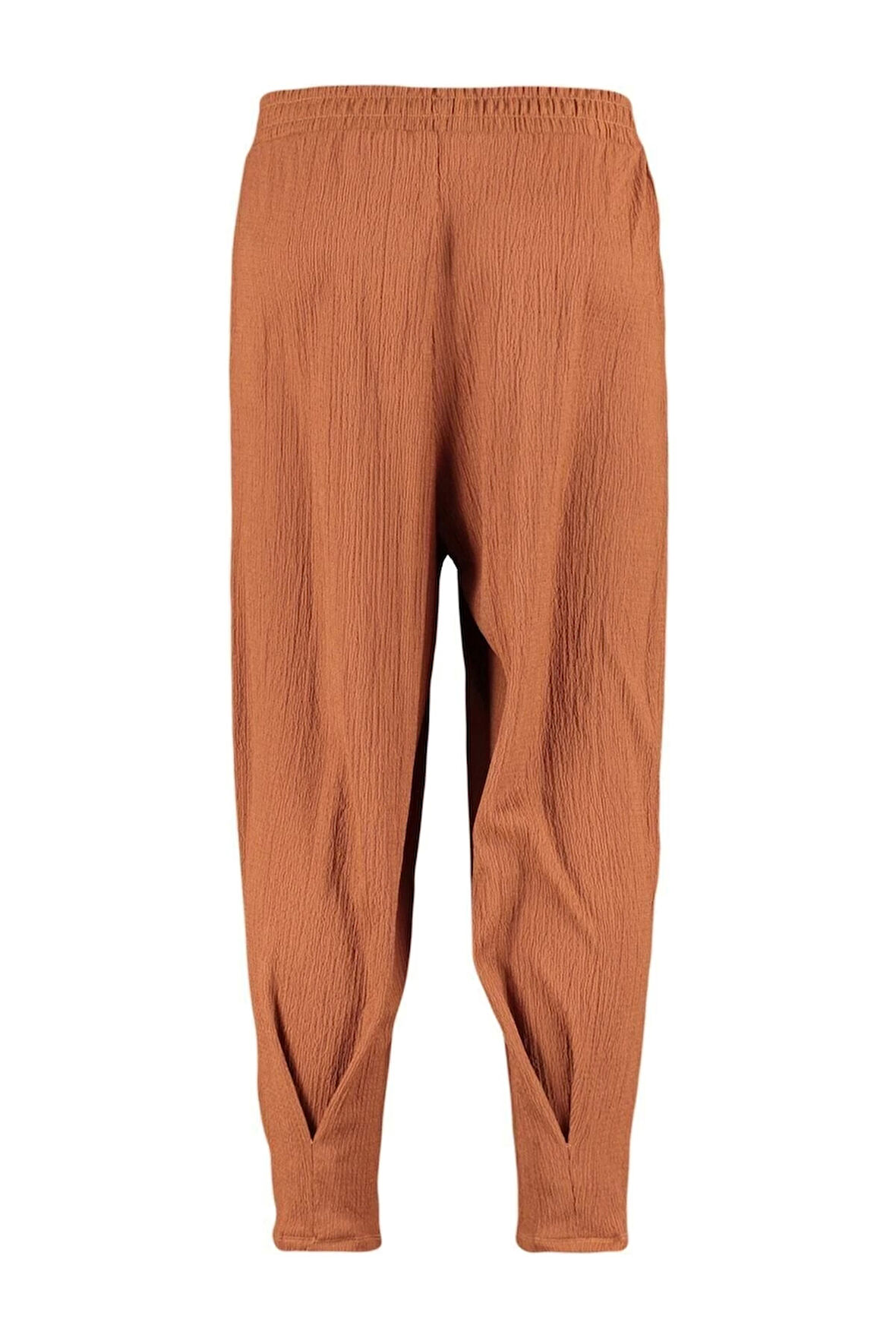 Kadın Yeni Moda Büyük Beden Dar Paça Regular Boy Örme Havuç Fit Beli Lastikli Örme Pantolon