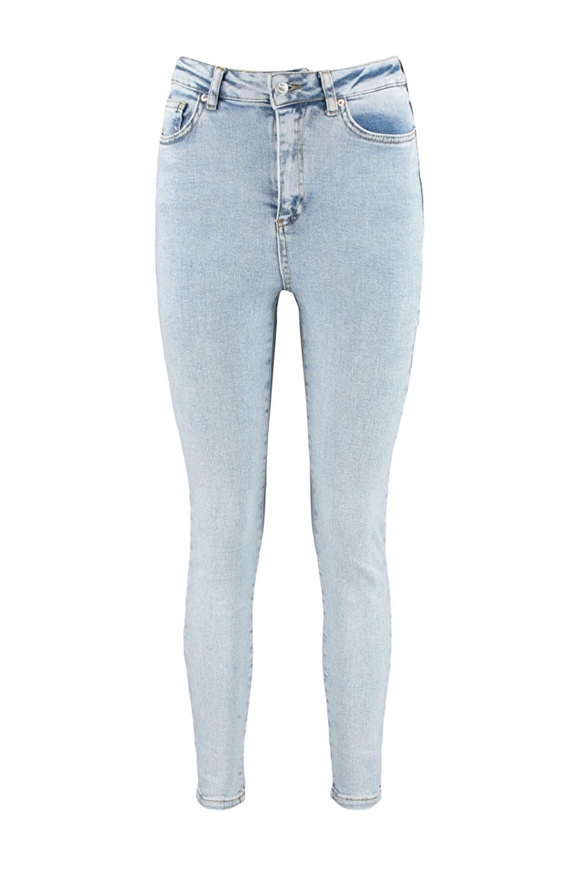 Kadın Moda Şık Kot Pantolon Dar Paça Regular Boy Denim Yüksek Bel Skinny Jeans