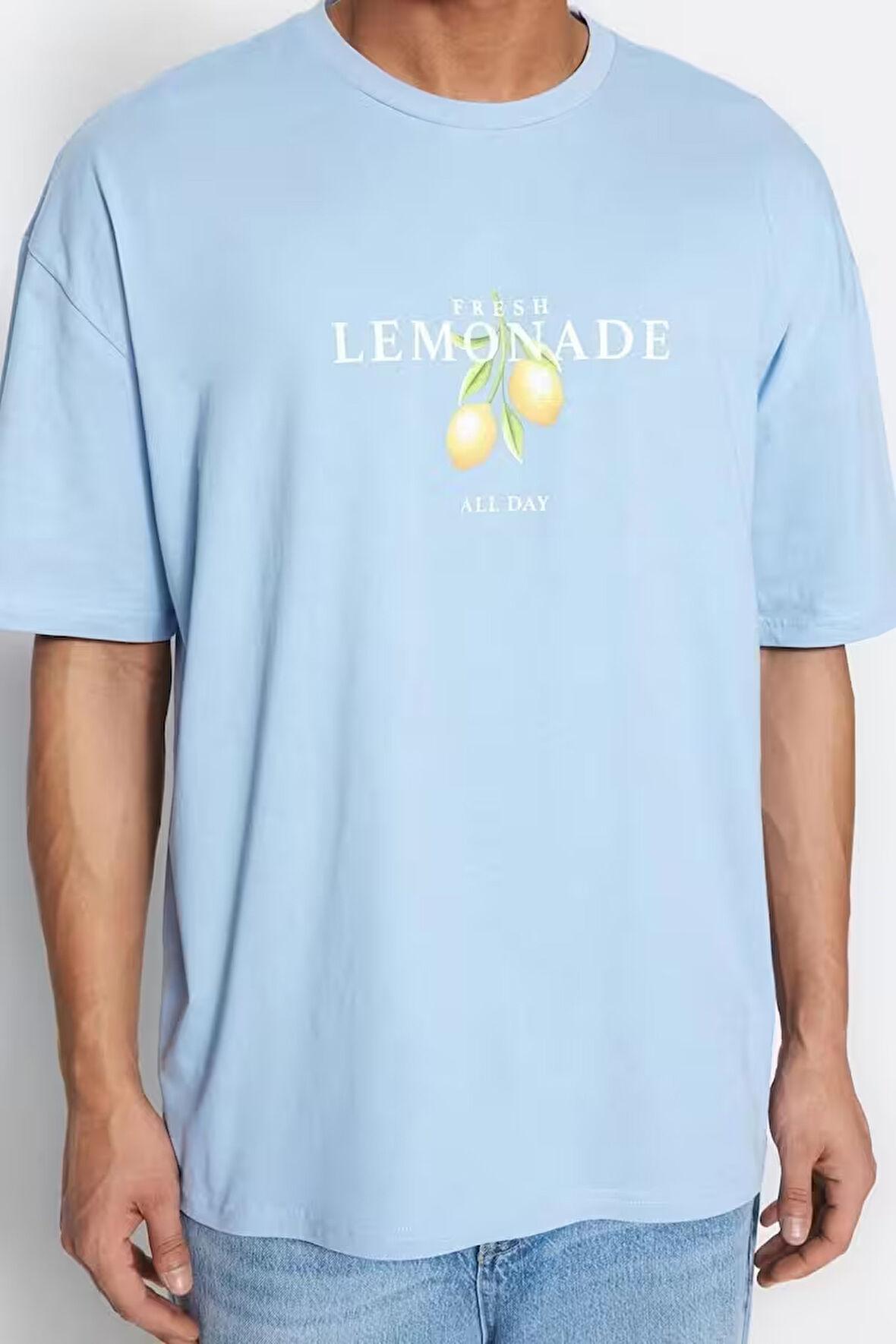 Yeni Sezon Oversize %100 Pamuk Bisiklet Yaka Kısa Kol Manzara Desenli Günlük T-Shirt