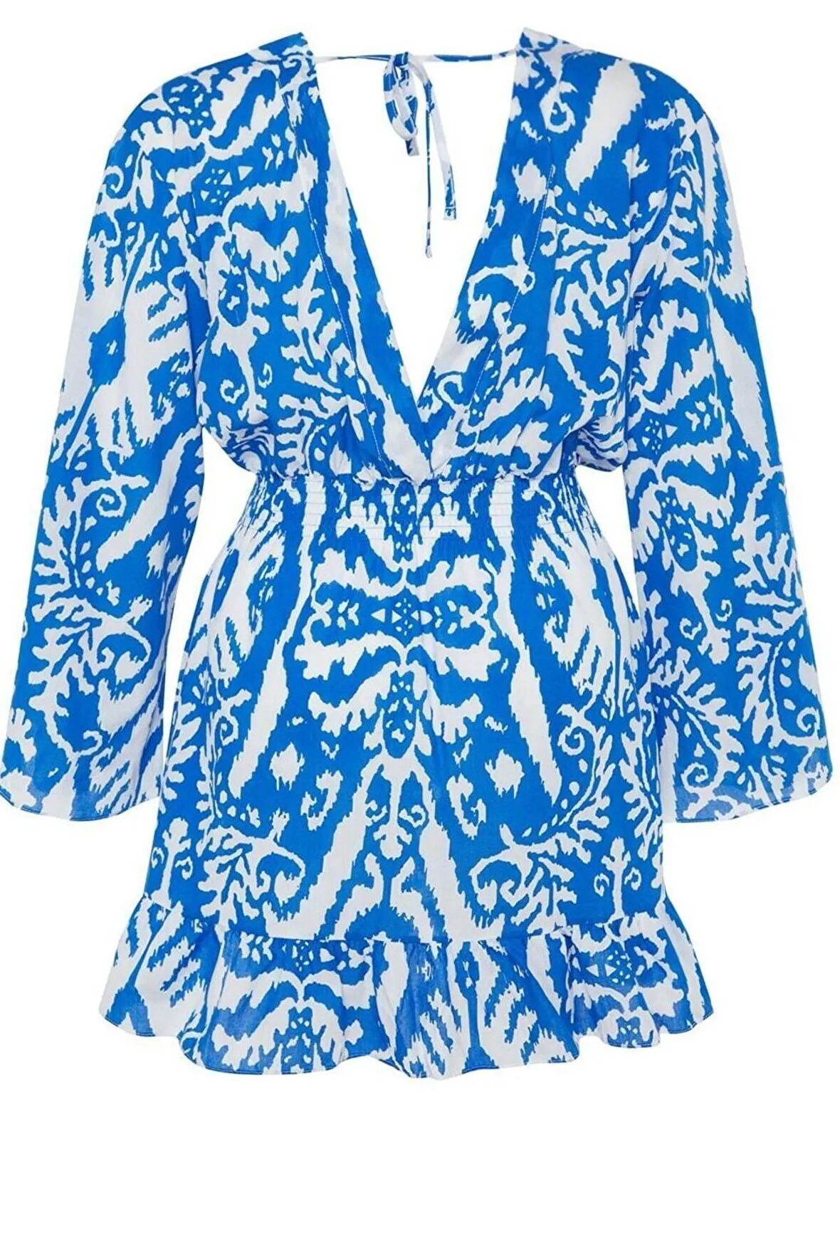 Yeni Rahat Plaj Günlük Vual Dokuma Kruvaze Uzun Kol Skater Mini Boy Büyük Beden Elbise