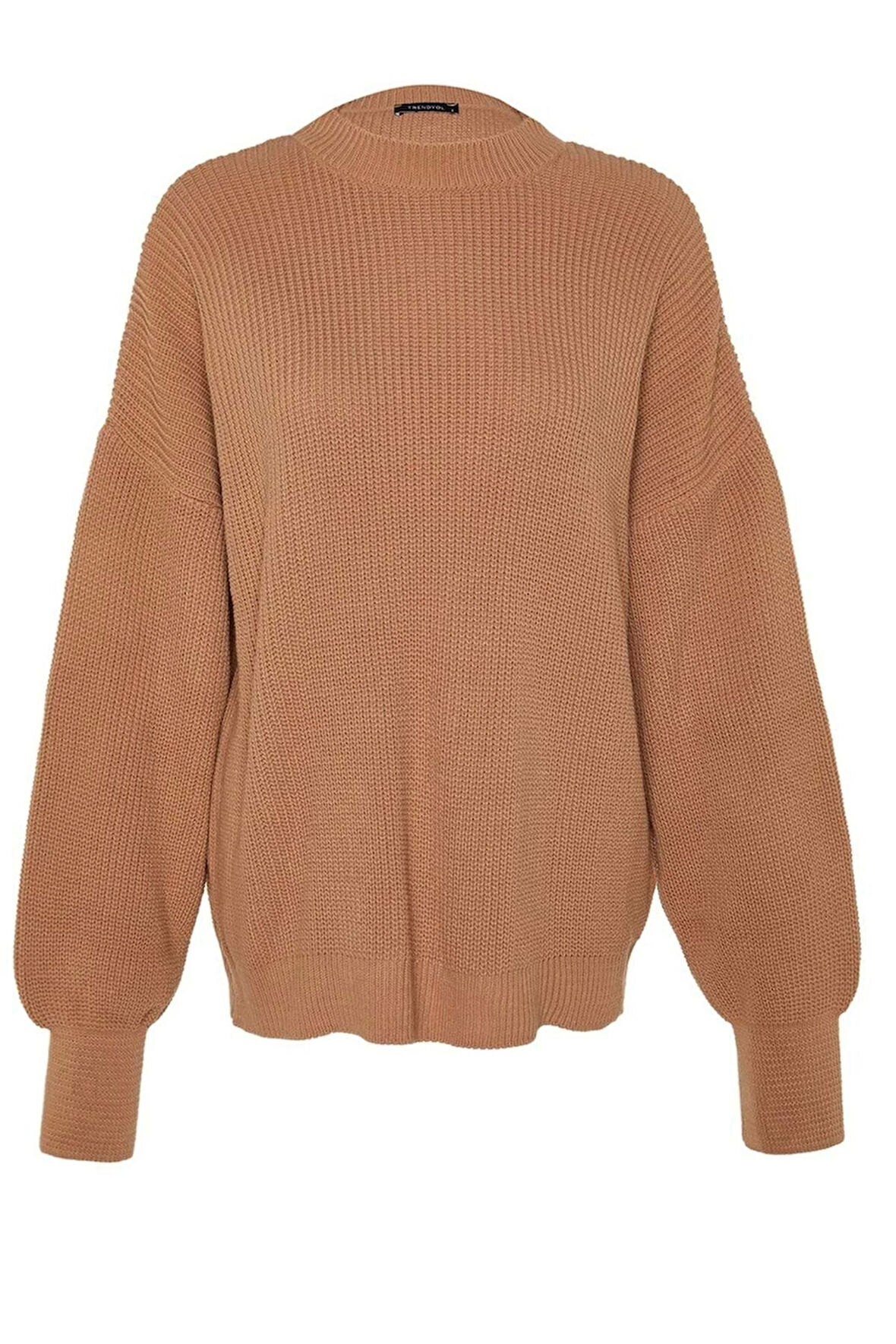 Kadın Moda Şık Regular Bisiklet Yaka Uzun Kol Düz Geniş Kalıp Basic Triko Kazak