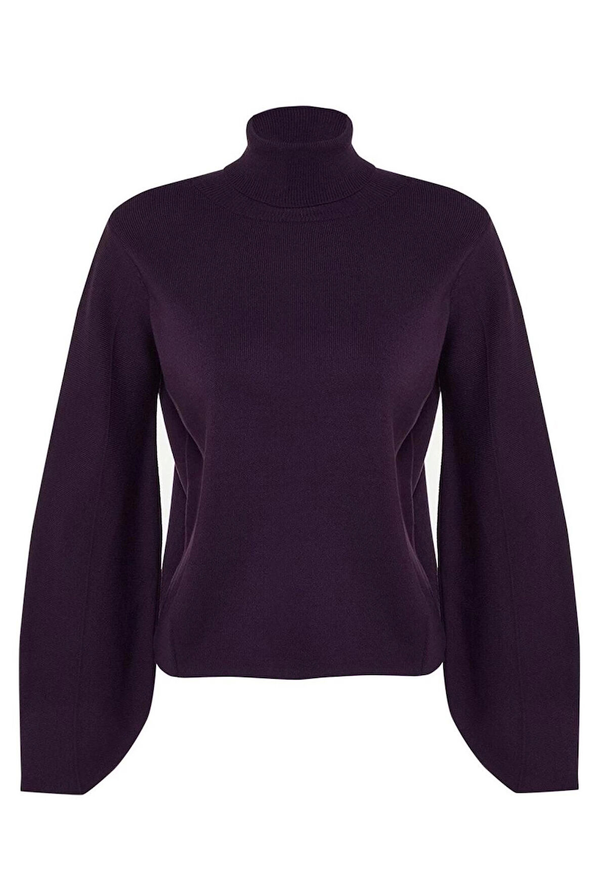 Kadın Moda Şık Regular Balıkçı Yaka Uzun Kol Düz Basic Balıkçı Yaka Triko Kazak