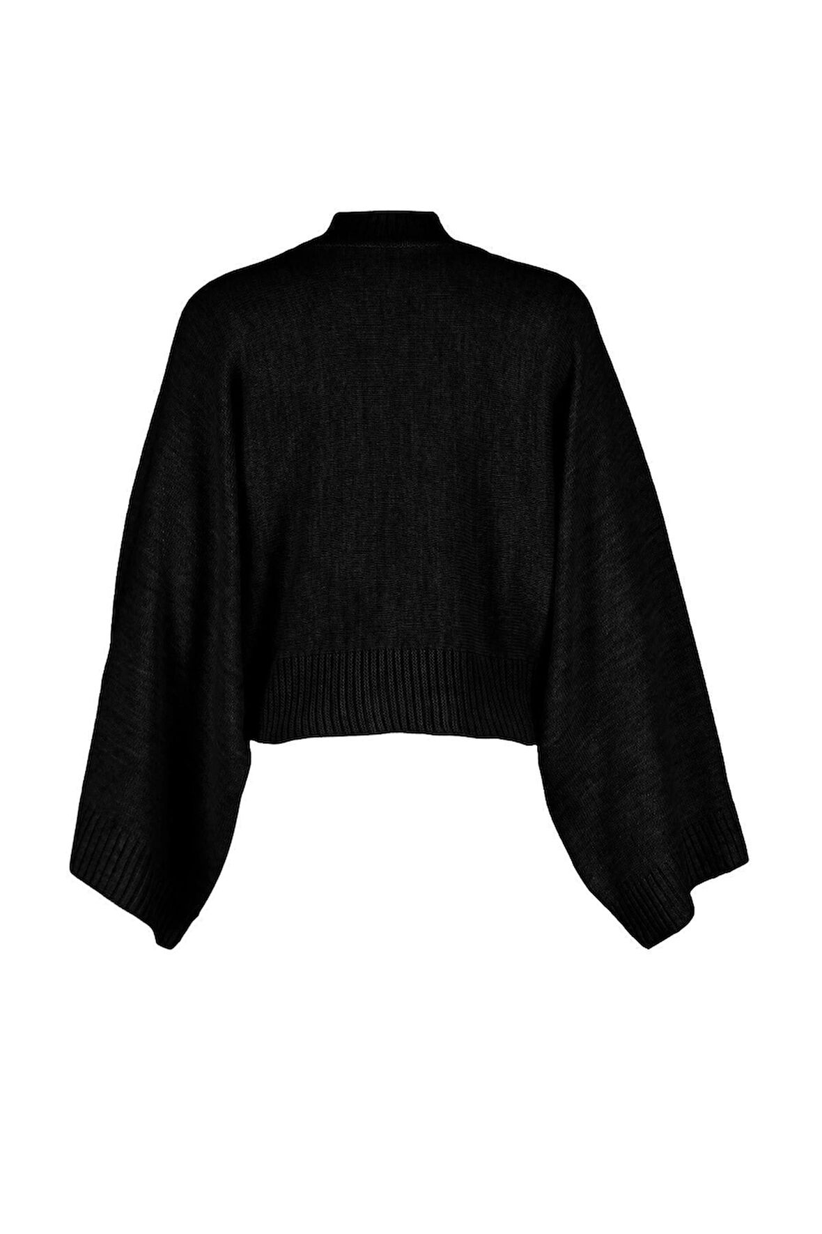 Kadın Moda Şık Dik Yaka Düşük Kol Regular Geniş Kalıp Yarasa Kol Triko Kazak