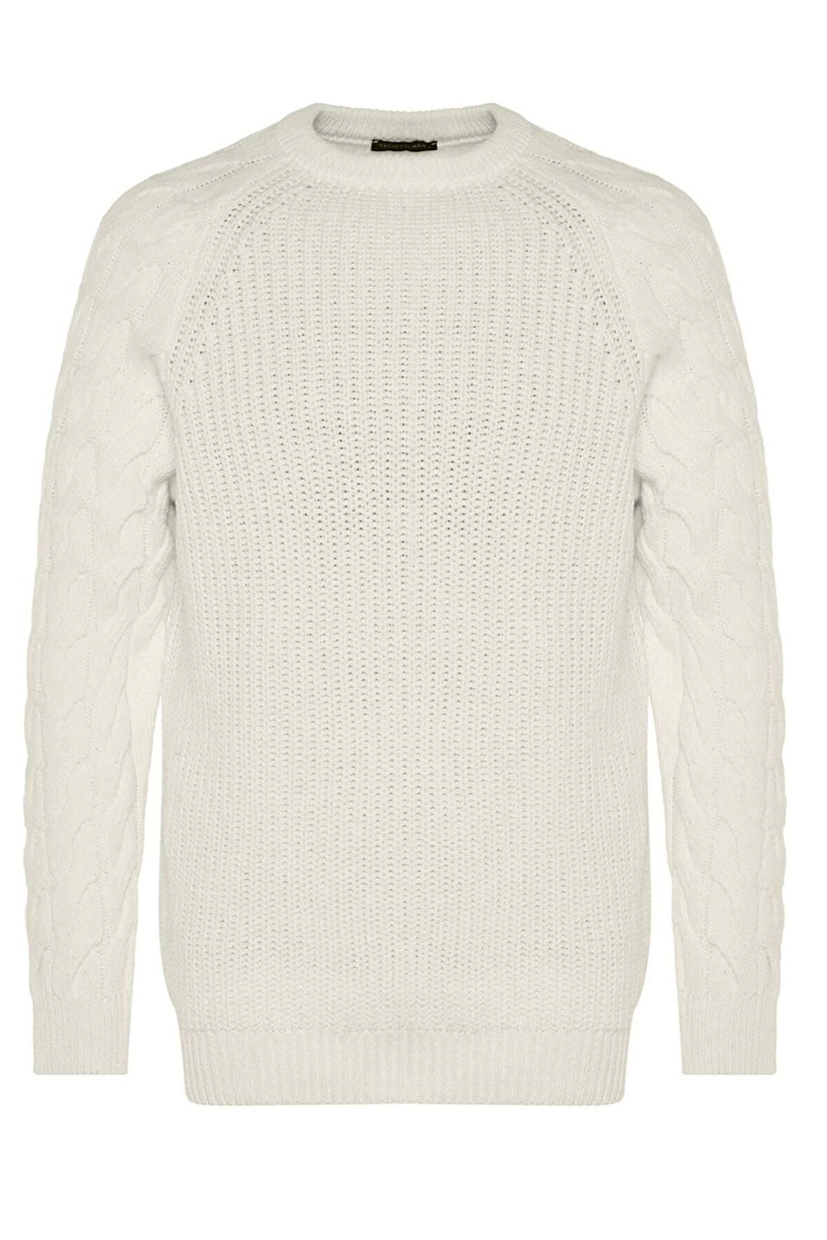 Erkek Moda Şık Regular Bisiklet Yaka Uzun Kol Saç Örgü Unisex Triko Kazak
