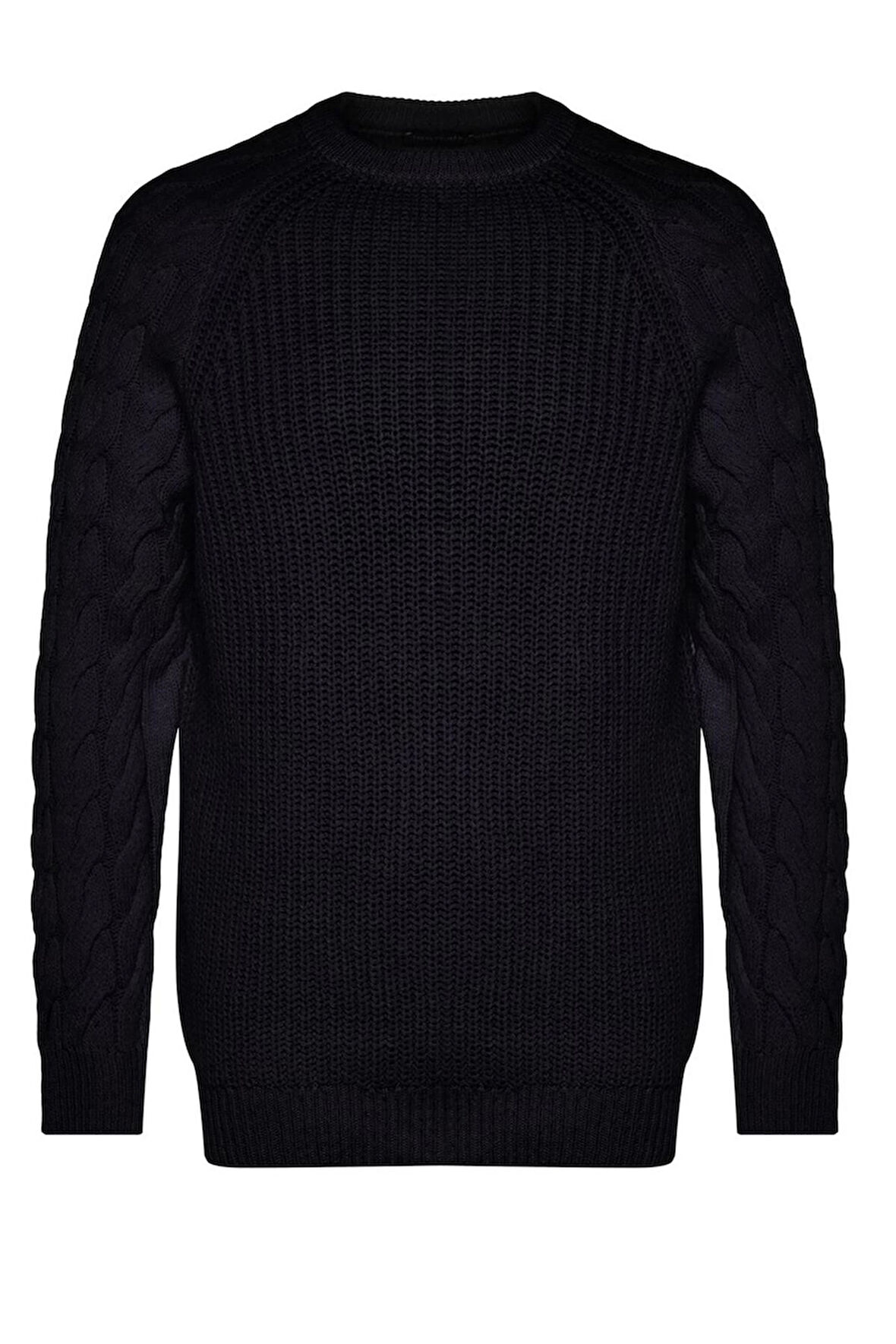 Erkek Moda Şık Regular Bisiklet Yaka Uzun Kol Saç Örgü Unisex Triko Kazak