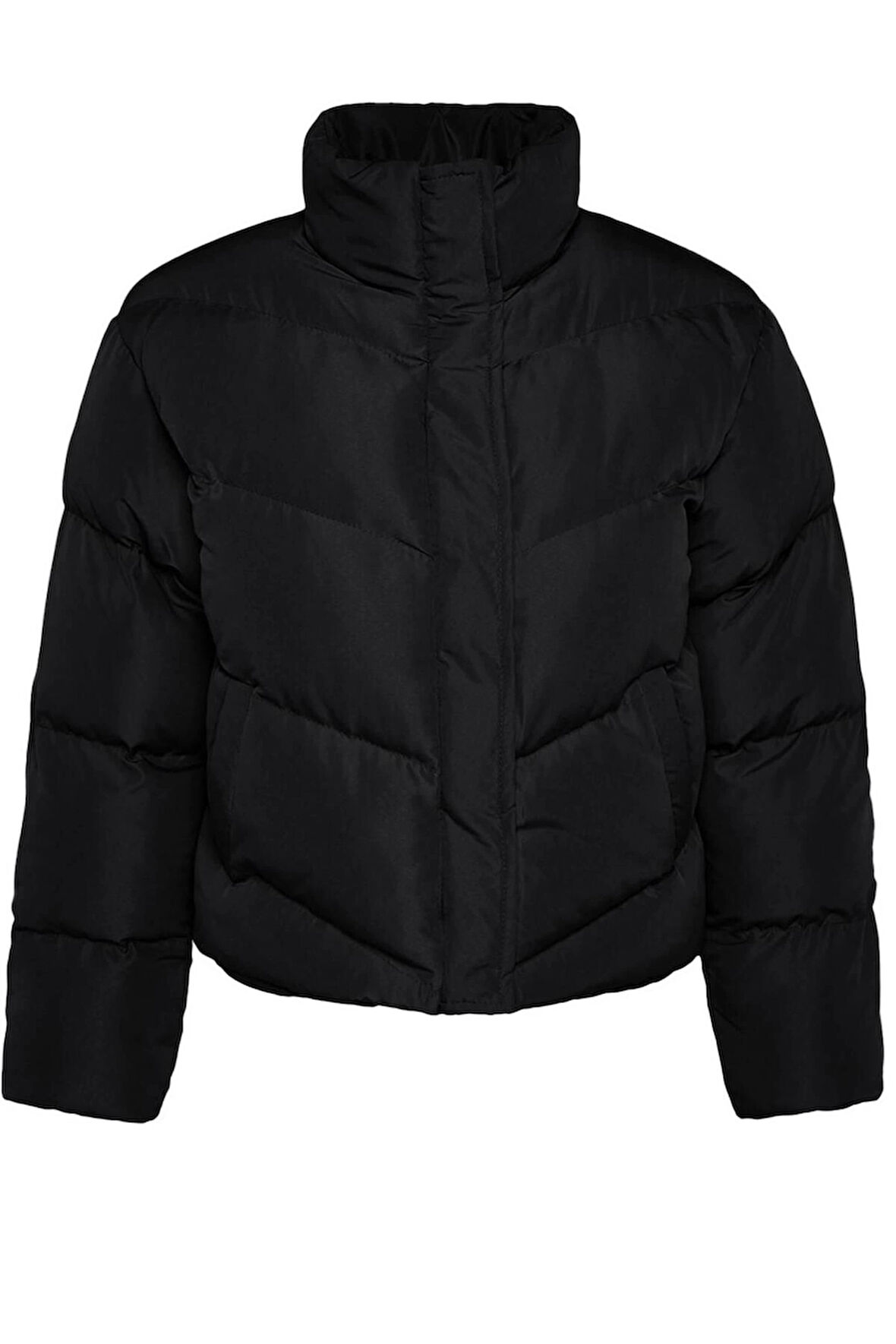 Kadın Moda Şık Regular Dik Yaka Standart Düz Astarlı Regular Su İtici Şişme Mont