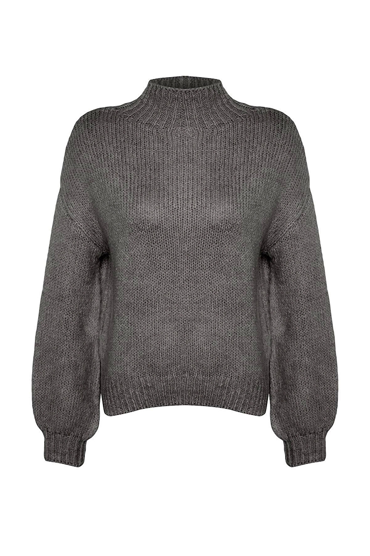 Kadın Moda Şık Bisiklet Yaka Standart Kol Regular Yumuşak Dokulu Kalın Triko Kazak