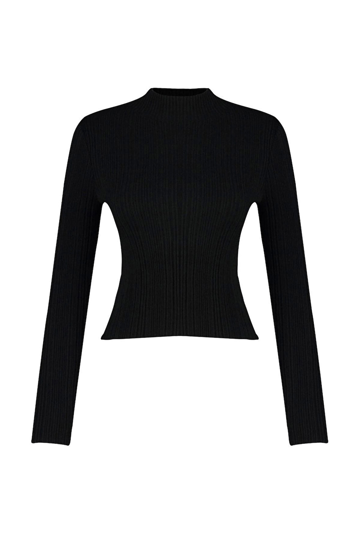 Kadın Moda Şık Dik Yaka Standart Kol Regular Triko Kazak