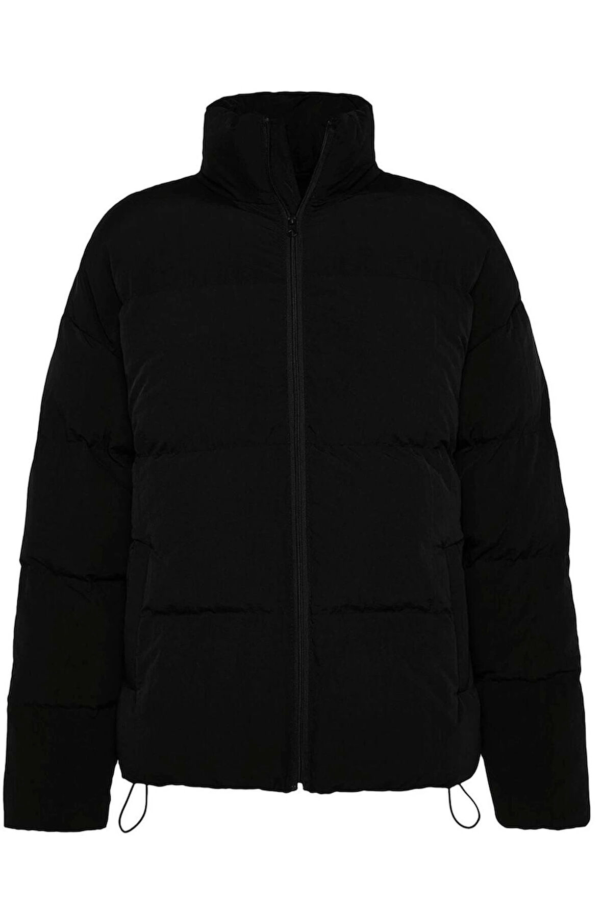 Unisex Moda Şık Bol Dik Yaka Standart Düz Astarlı Oversize Fit Dik Yaka Şişme Kışlık Mont