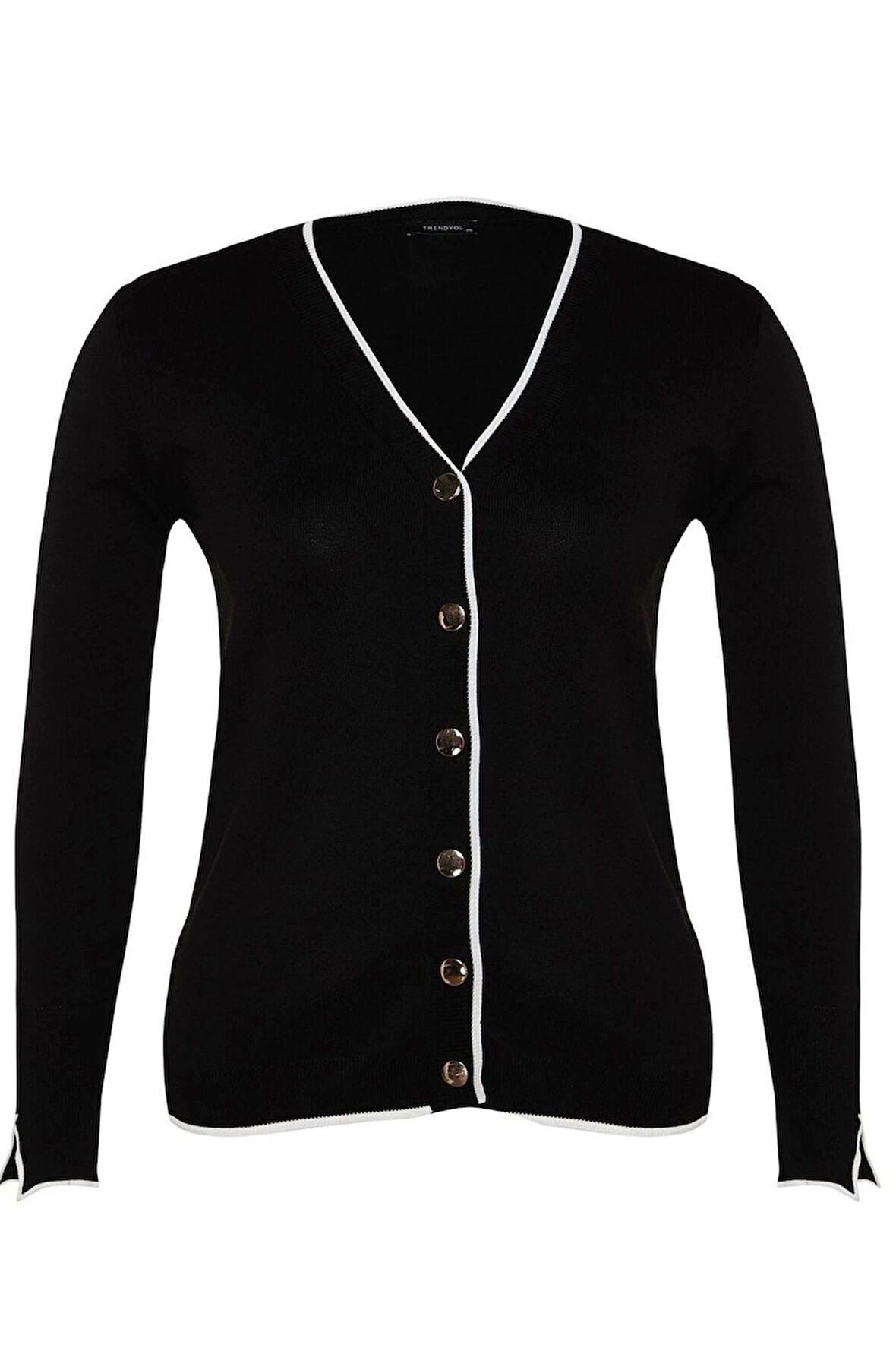 Kadın Büyük Beden Moda Şık Regular V Yaka Uzun Kol Düz Triko Hırka