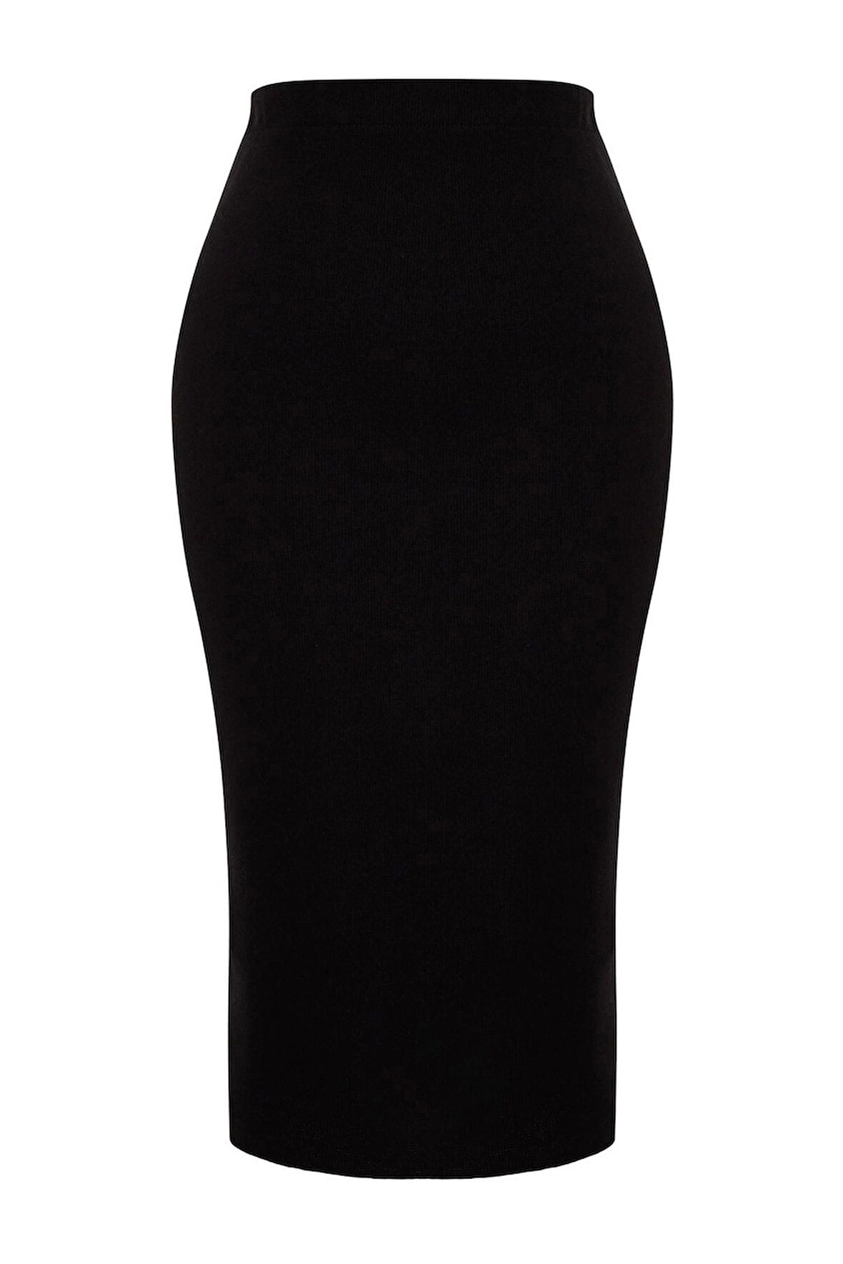 Kadın Moda Stil Midi Astarsız Örme Normal Bel Selanik Triko Görünümlü Midi Kalem Örme Etek