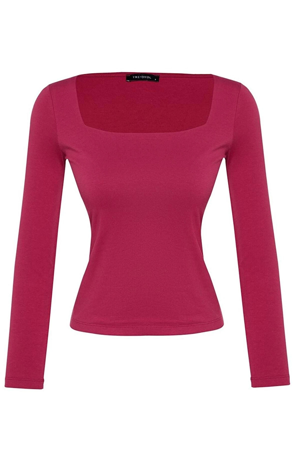 Kadın Moda Şık Üst Giyim Regular Kare Yaka Slim Kalıp Örme Pamuklu Fit Bluz