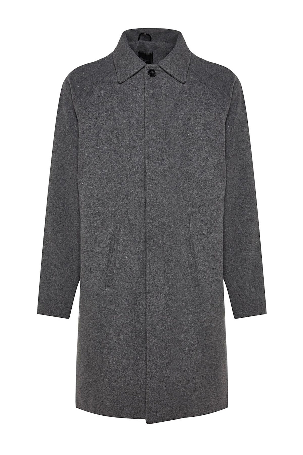 Unisex Moda Şık Regular Gömlek Yaka Uzun Düz Astarsız Regular Fit Yün Karışımlı Kaşe Kışlık Kaban