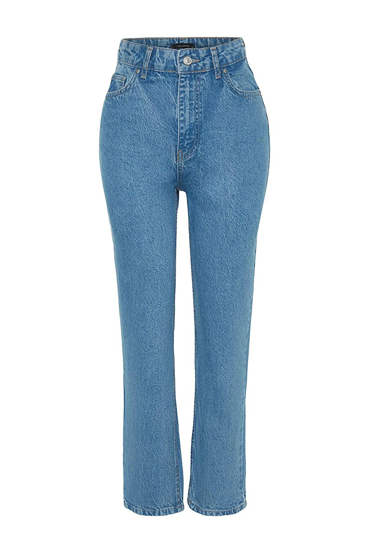 Kadın Moda Şık Kot Pantolon Geniş Paça Uzun Boy Denim Yüksek Bel Straight Jeans