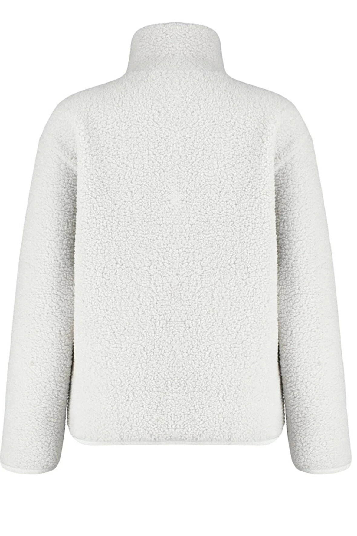 Kadın Moda Şık Oversize Dik Yaka Standart Kol Uzun Kalın Polar Fermuarlı Cepli Örme Sweatshirt