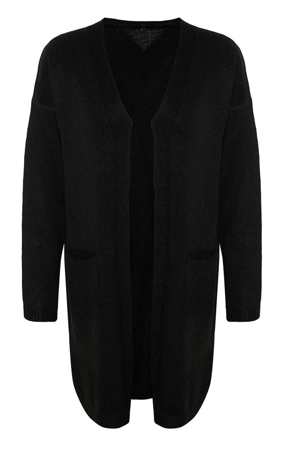 Kadın Moda Şık Regular V Yaka Regular Yumuşak Dokulu Cep Detaylı Triko Hırka