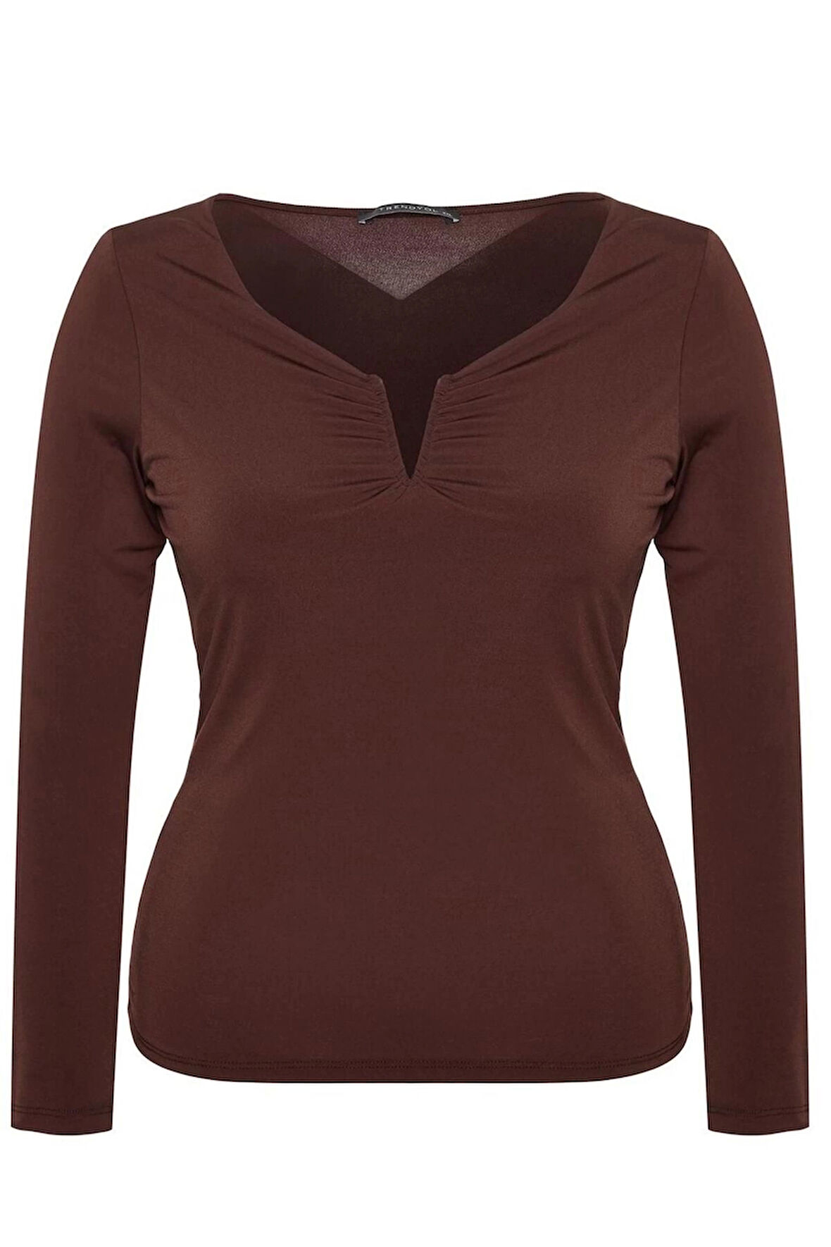 Kadın Moda Şık Büyük Beden Regular V Yaka Fitted Kalıp Örme Sandy Bluz