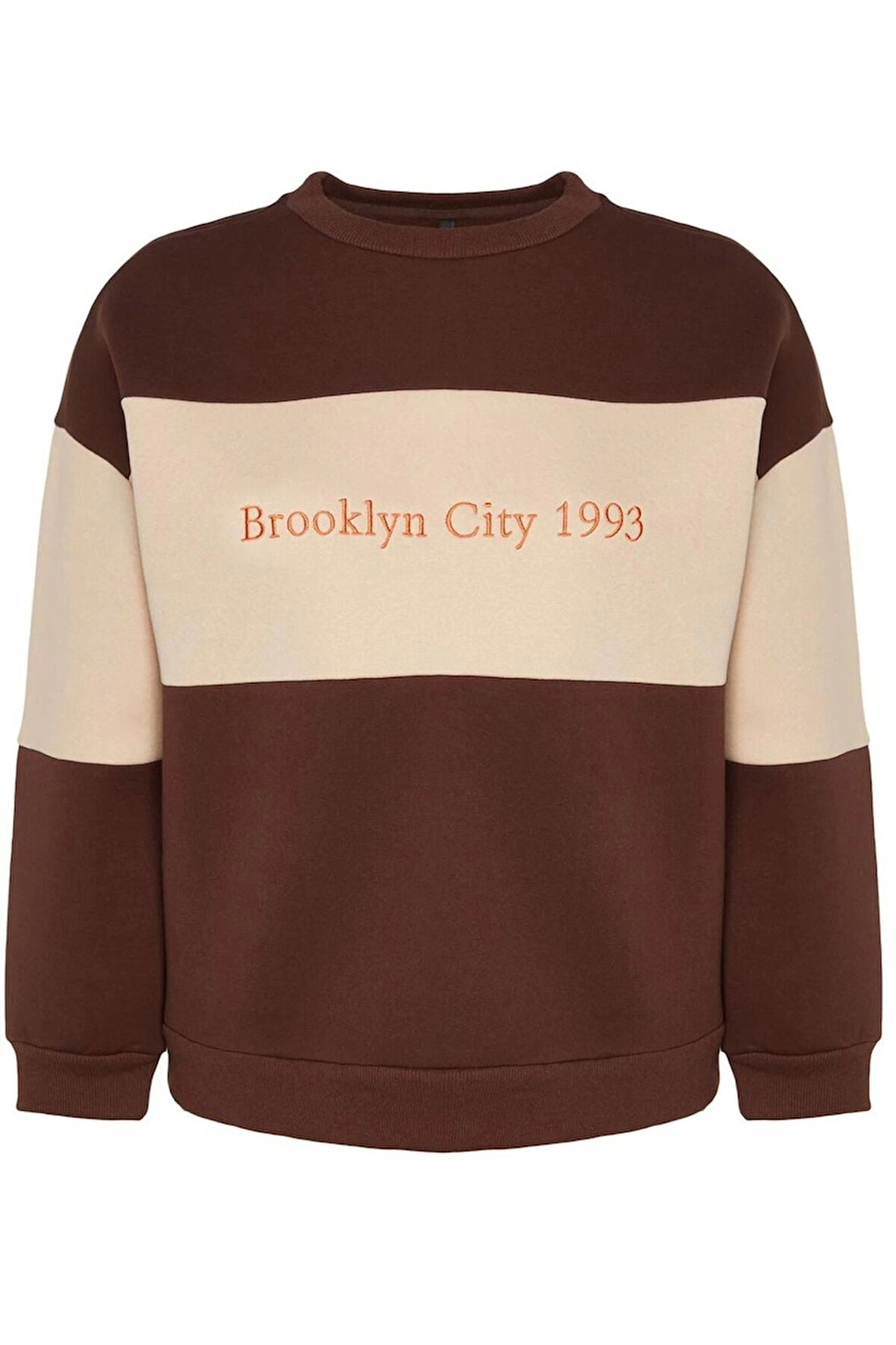 Kadın Büyük Beden Oversize Bisiklet Yaka Düşük Kol Kalın İçi Polarlı Nakış Detaylı Örme Sweatshirt